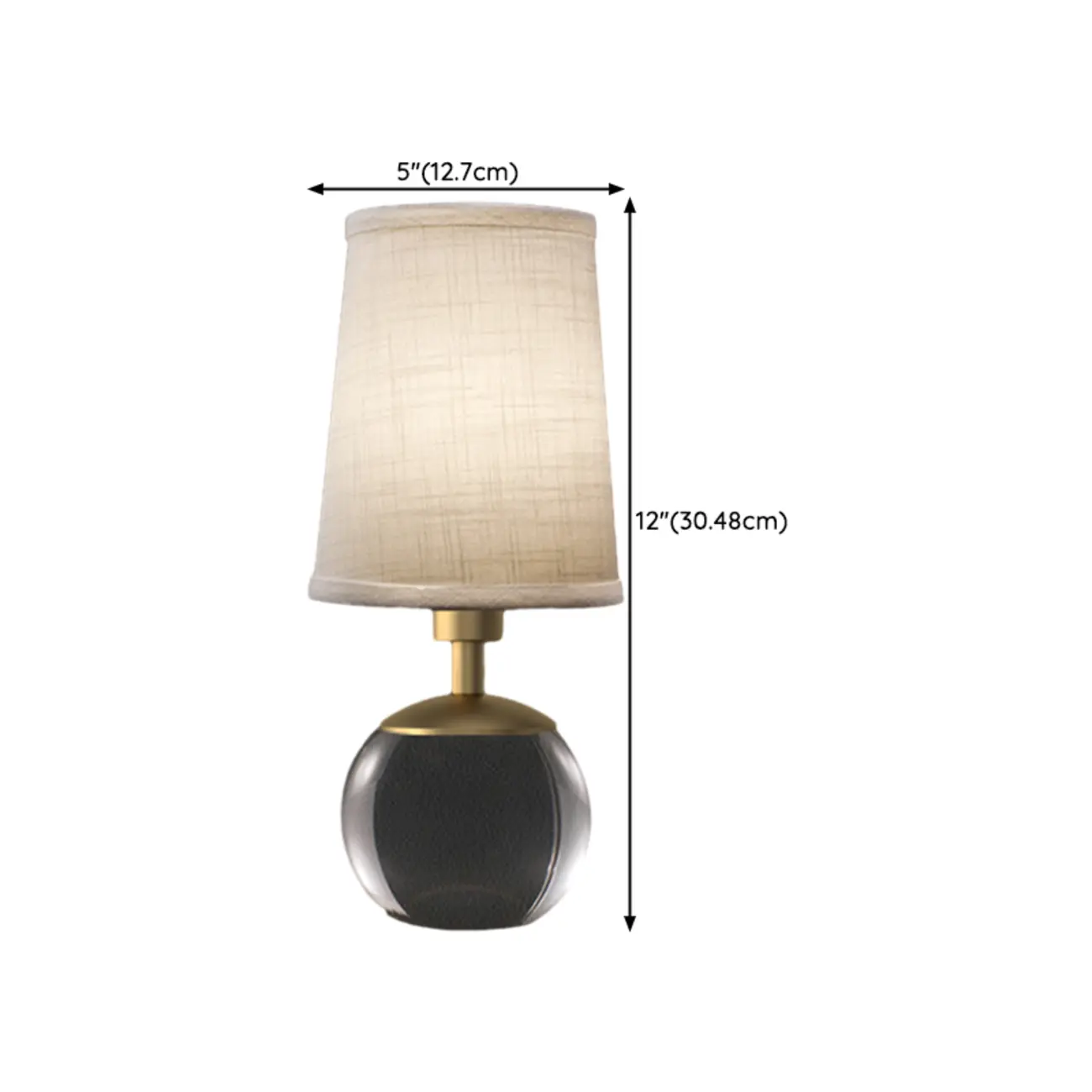 Elegant Clear Glass Bedside Lamp White Geomatric Shade #size