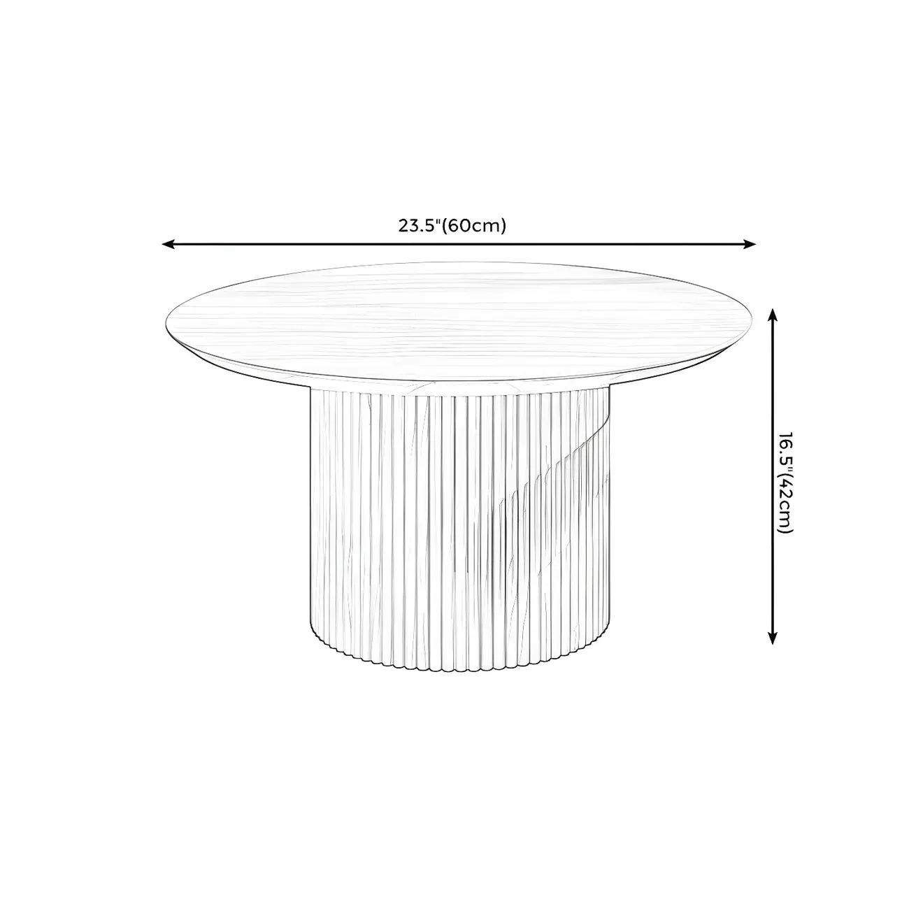 Minimalist Round Natural Wooden Side Table for Living Room #size