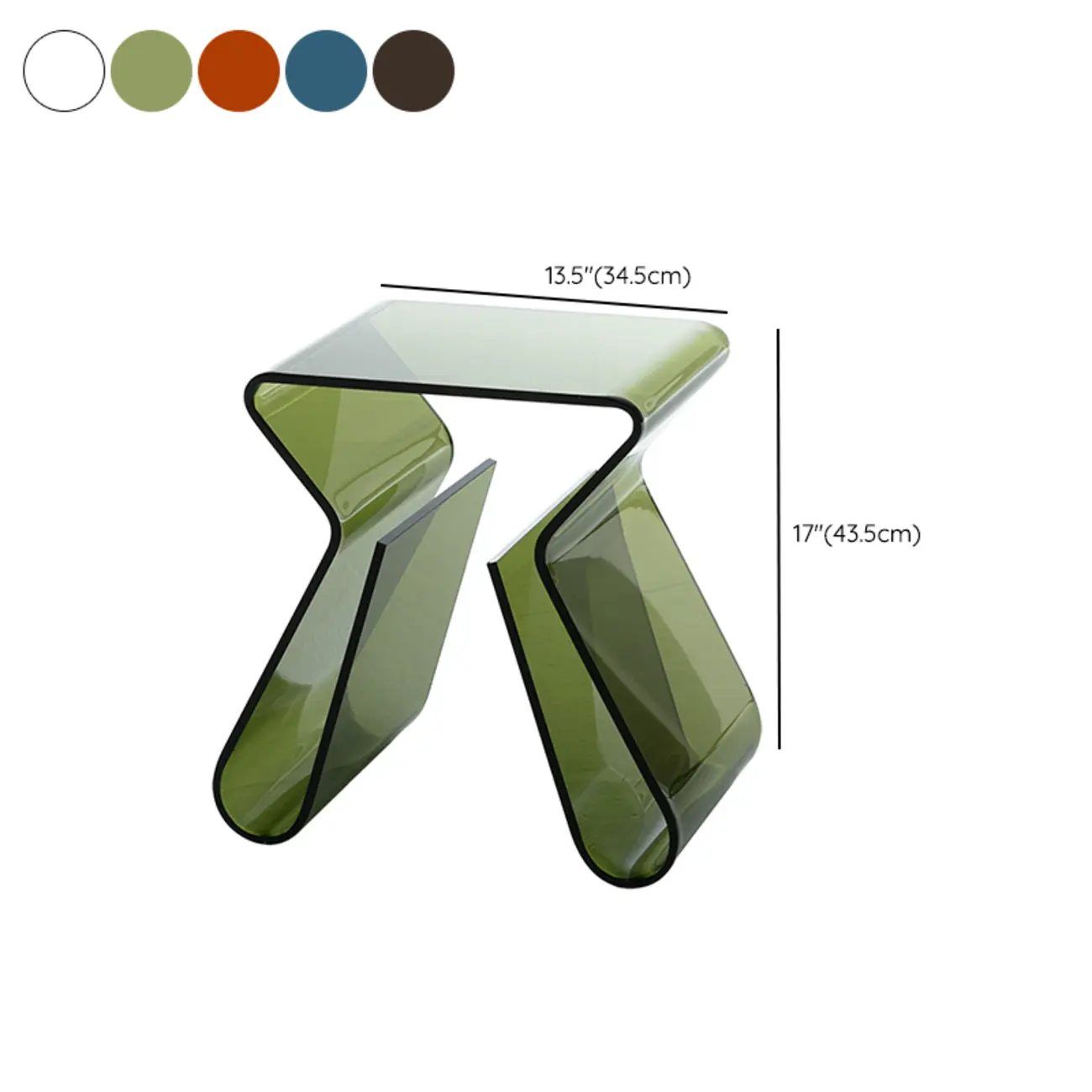 Gray Acrylic Side Table with Magazine Rack for Living Room #size