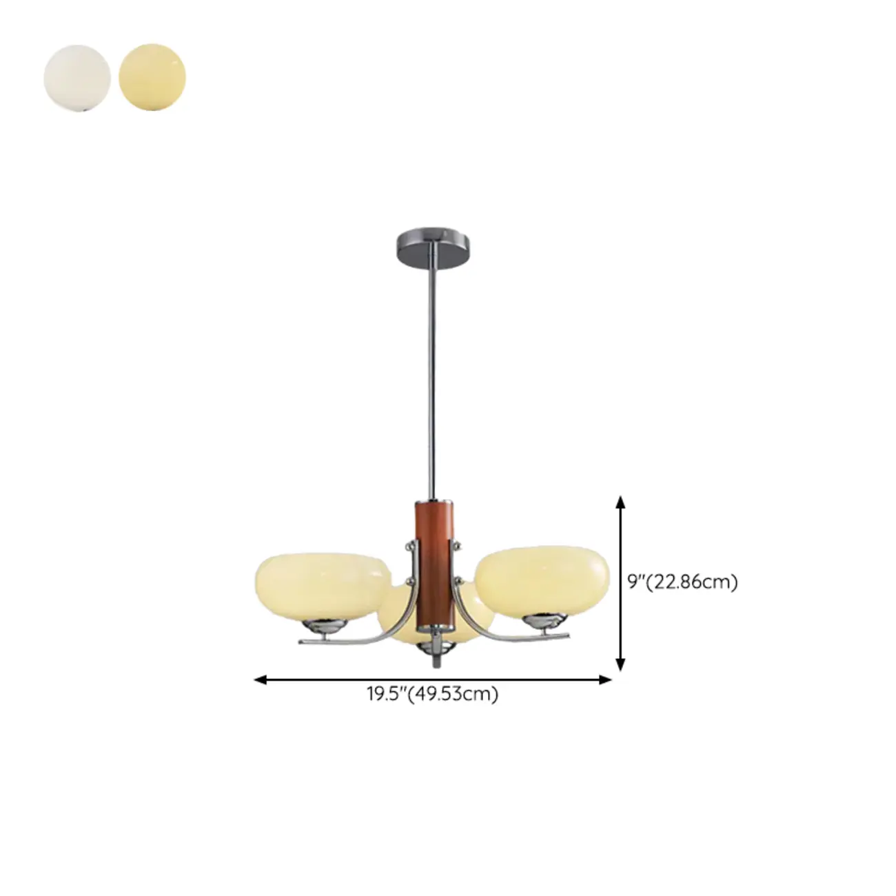 Modern Glass and Metal Chandelier with Drum Lampshape #size