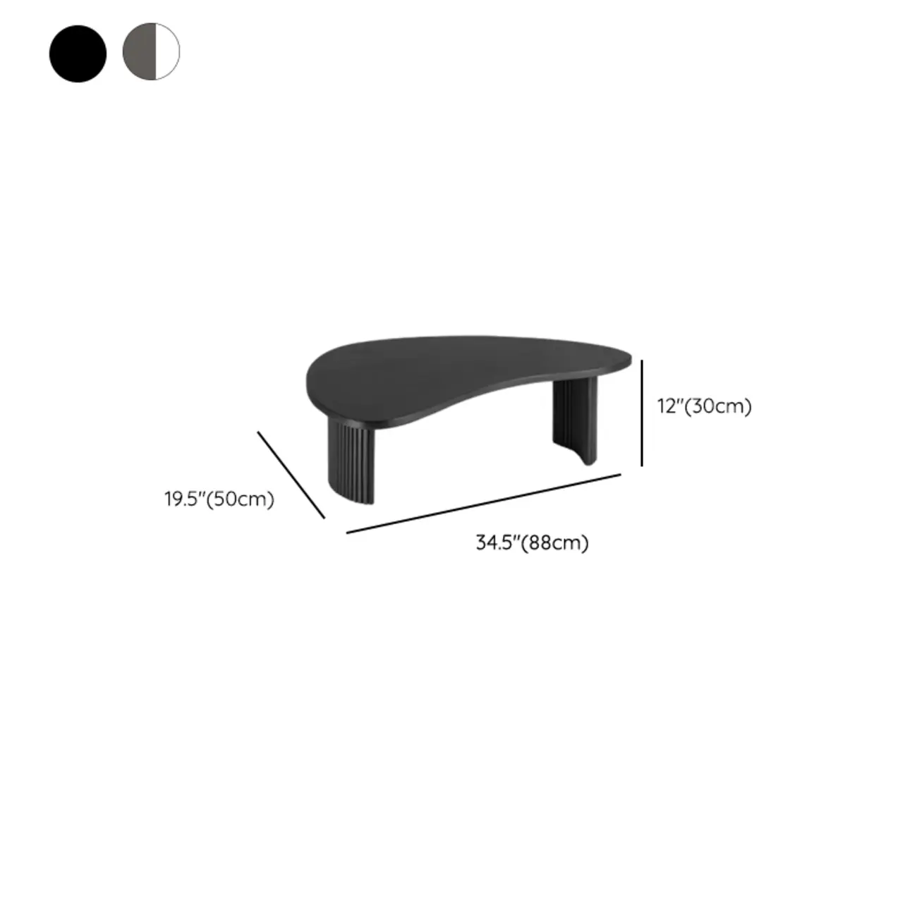 Contemporary Wooden Black Unique Shape Coffee Table #size