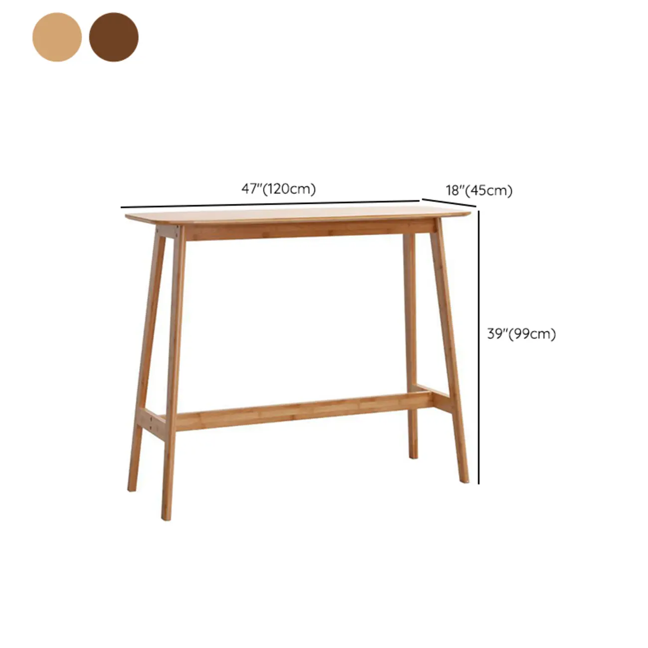Modern Bamboo Bar Set with Footrest Stools #size