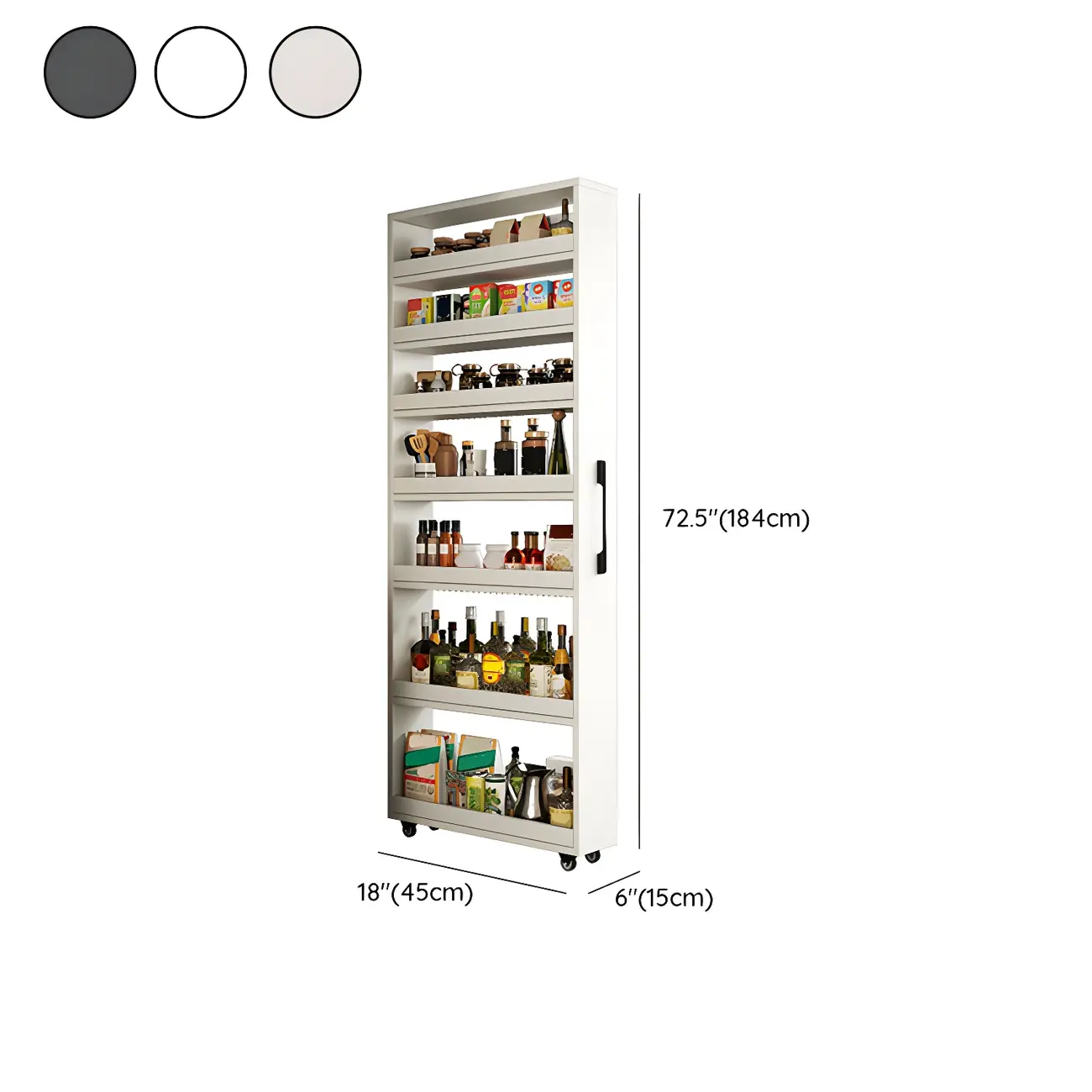 Modern Slim Kitchen Rolling Storage Cart with Open Shelves #size