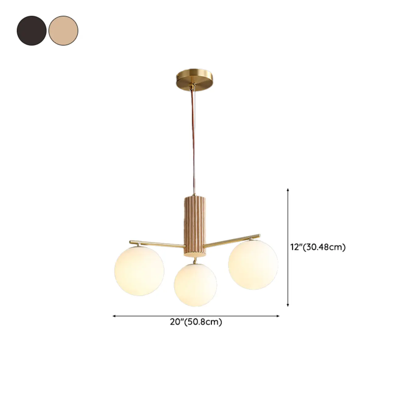 Minimalist Adjustable Globe Pendant Light with White Shade #size