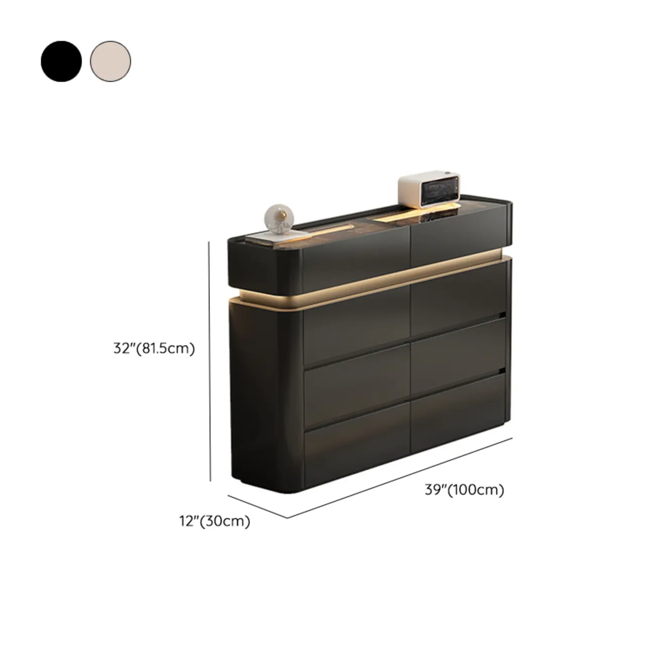 Minimalist Wooden Dresser with LED Lights for Bedroom #size