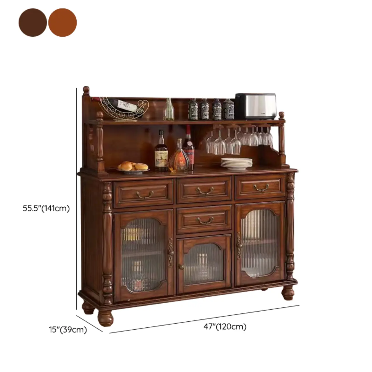 Wine Cabinet Cherry Wood Traditional Bar Glass Holder #size