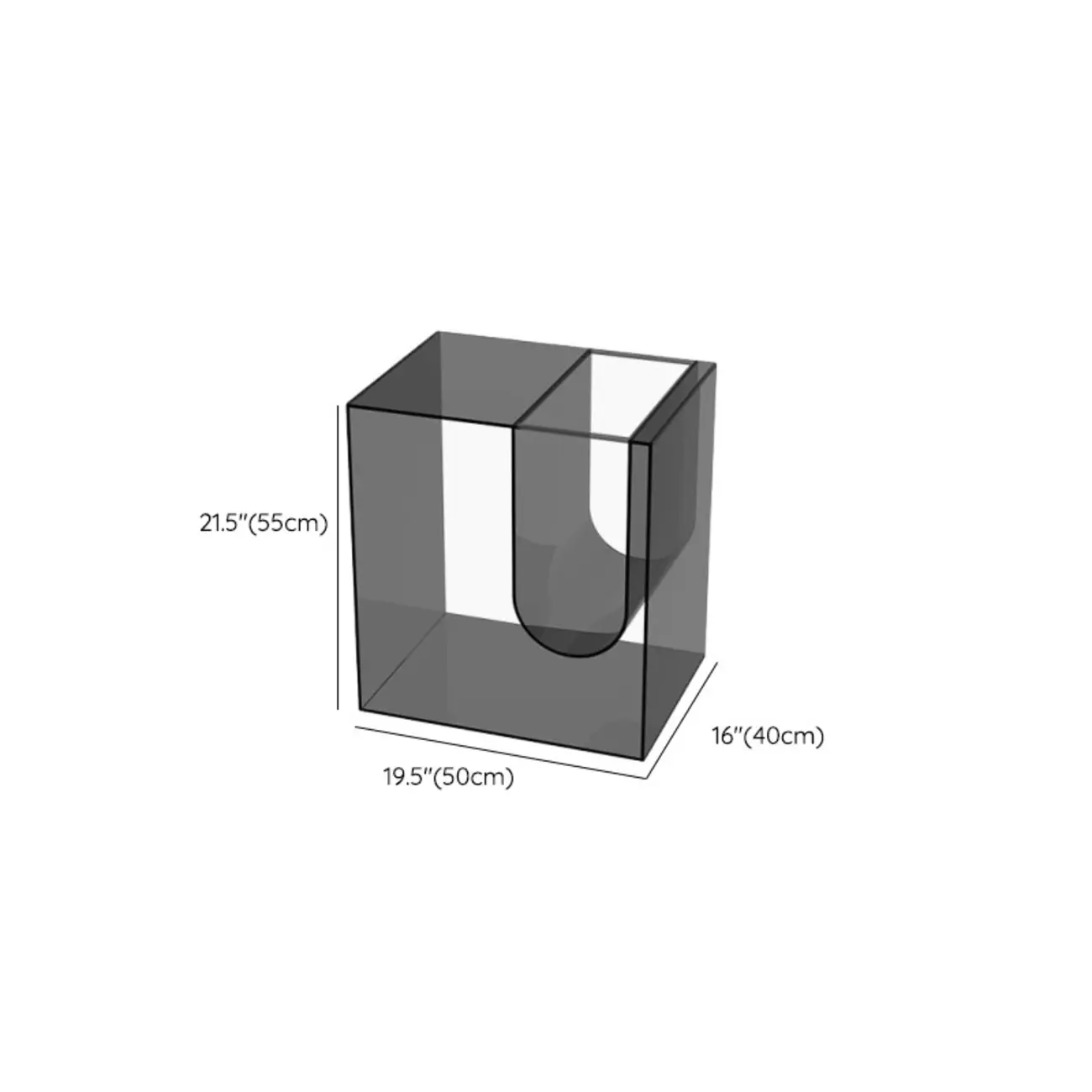 Stylish Gray Acrylic Side Table with Magazine Rack #size