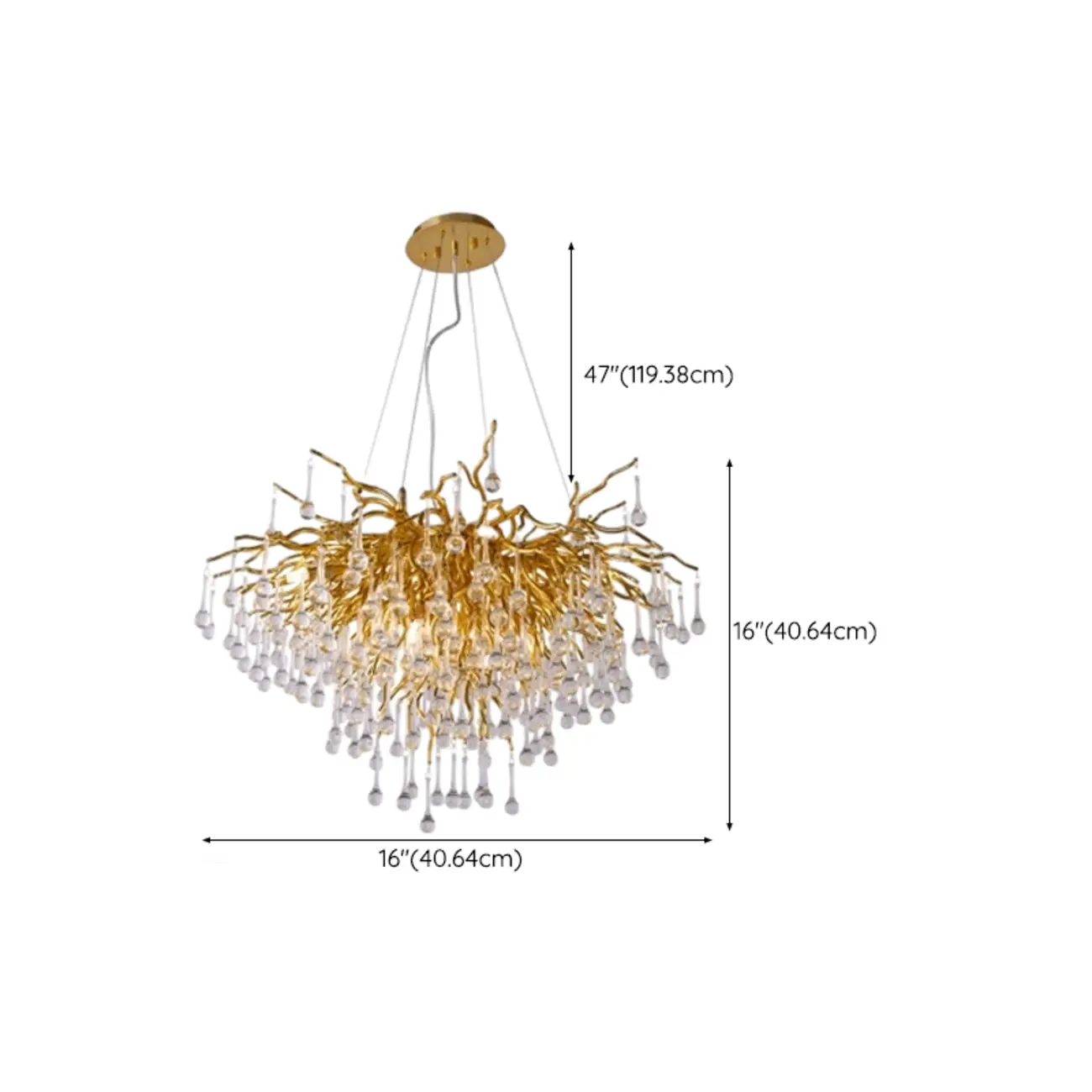 Modern Crystal Chandelier with Gold Branches for Dining Room #size