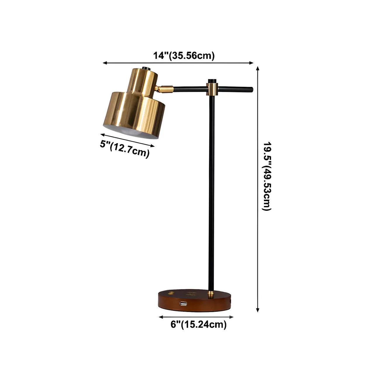 Contemporary Black Metal Eye Caring Table Lamp #size