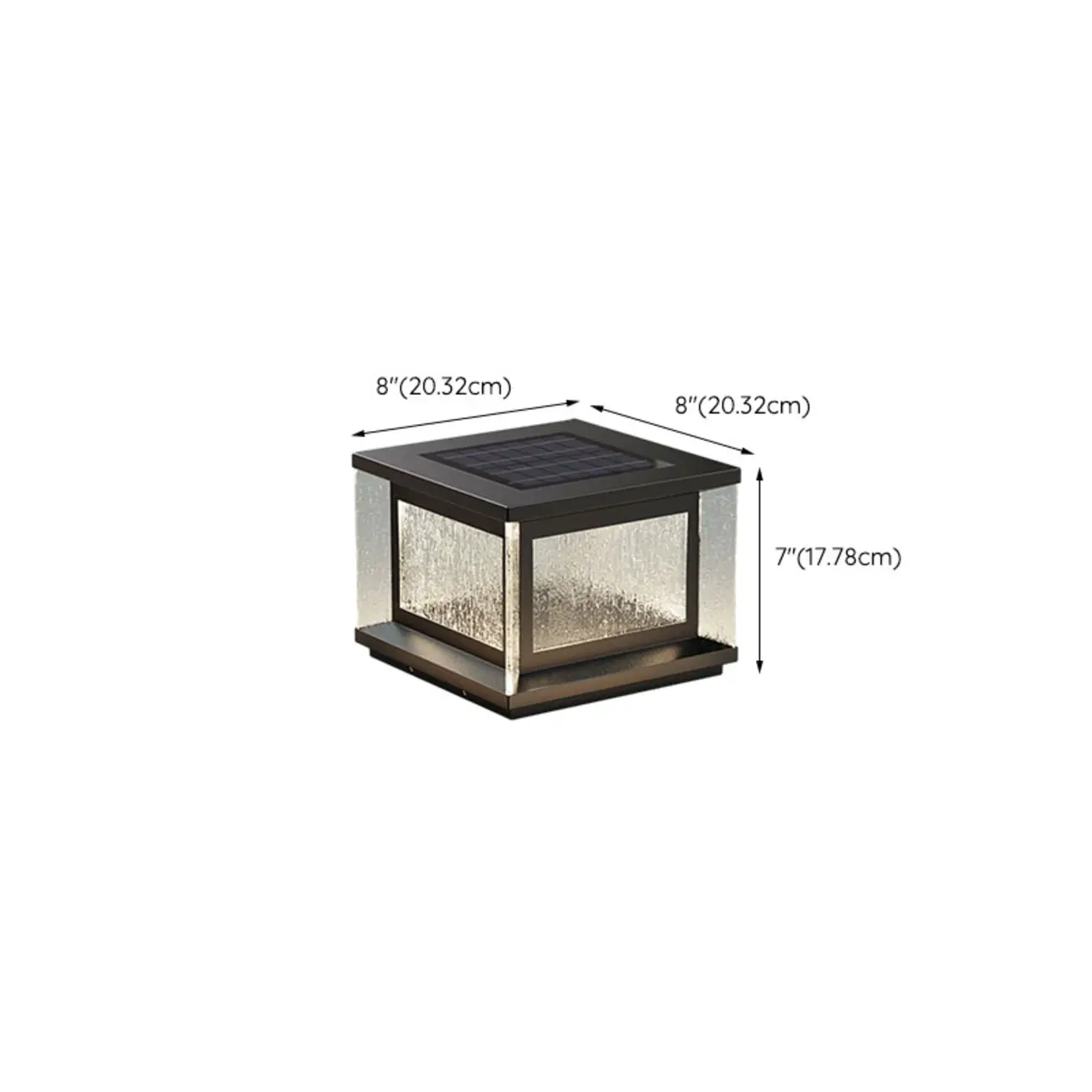Metal Black Rectangle Solar Post Lights for Outdoor #size
