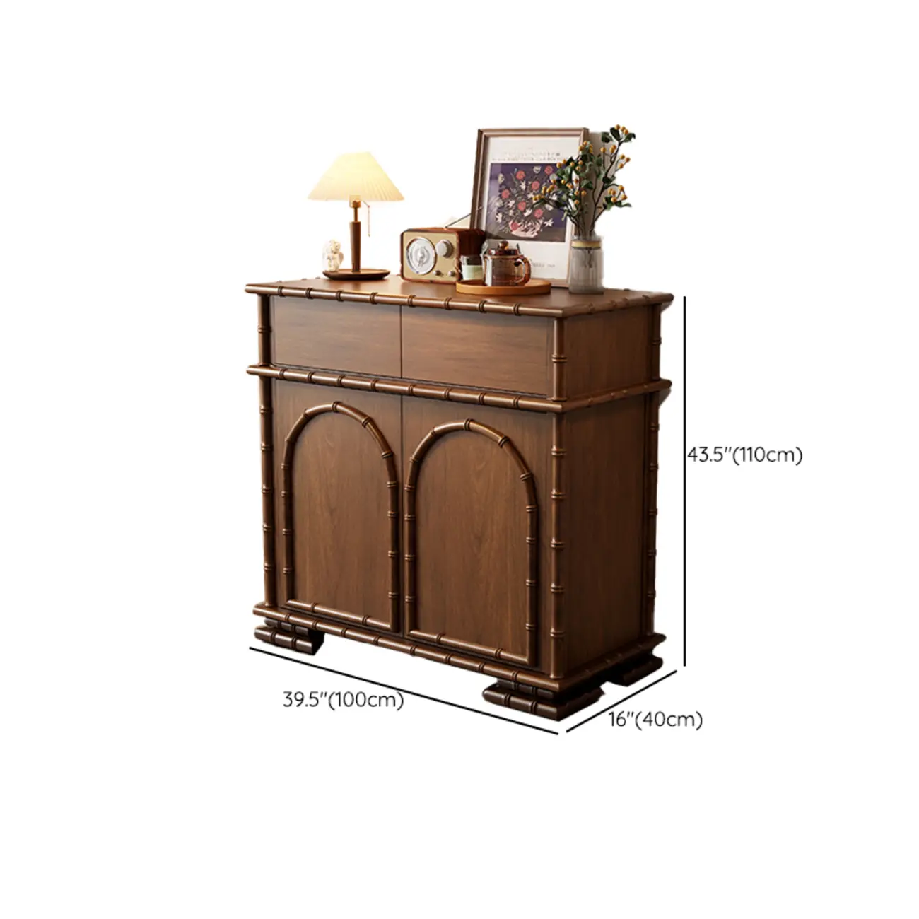 Modern Brown Wooden Sideboard with Storage #size