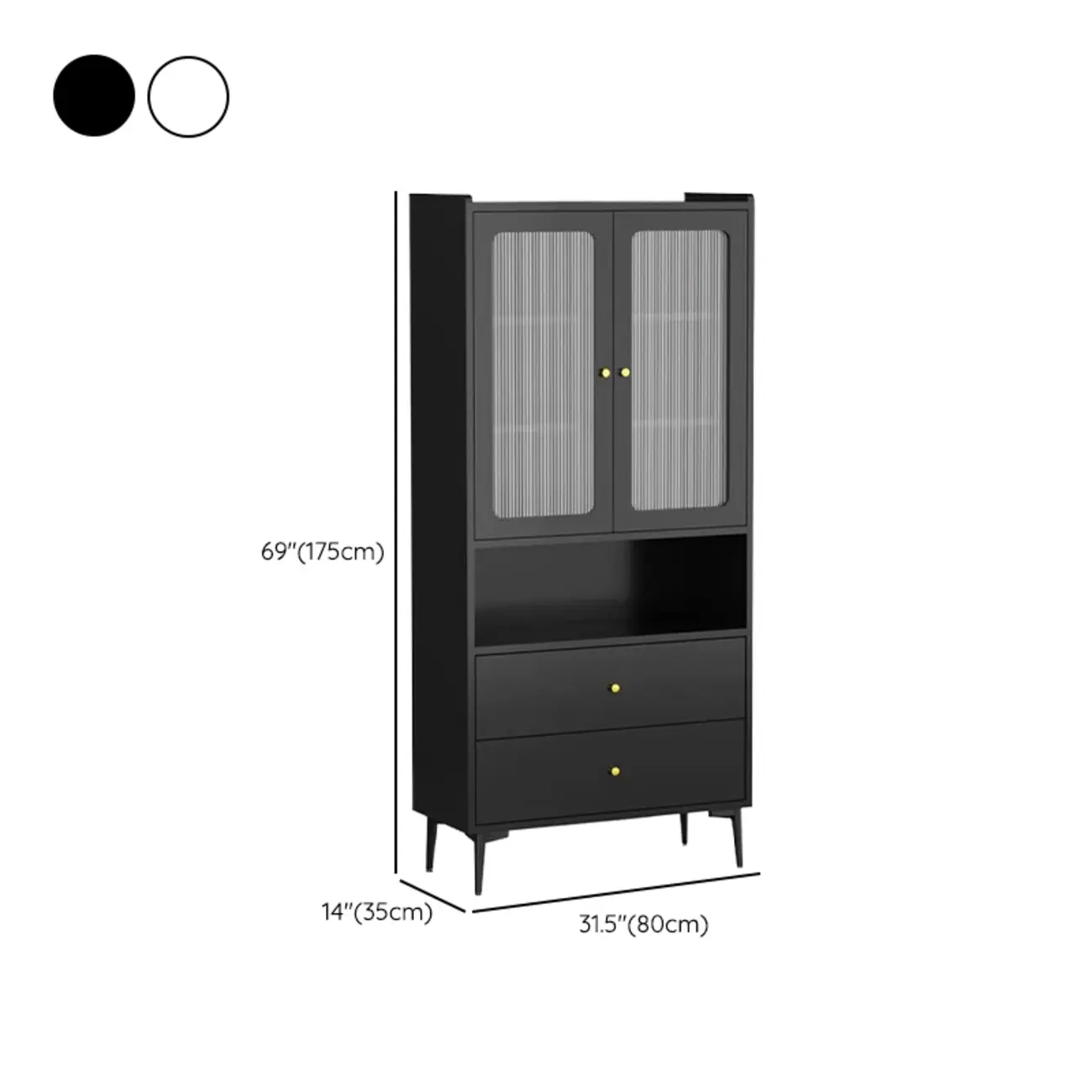Modern Black Storage Cabinet with Exterior Shelf &amp; Drawers | HomeyFad