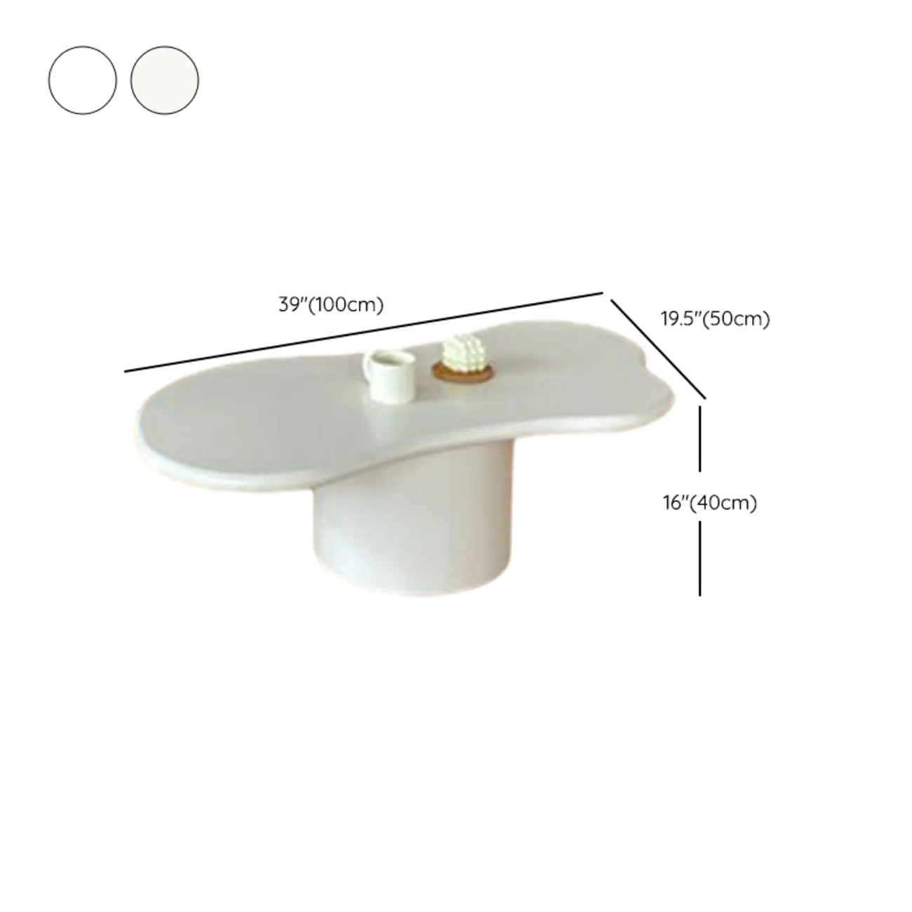 Modern Cream Oval Coffee Table with Minimalist Style #size