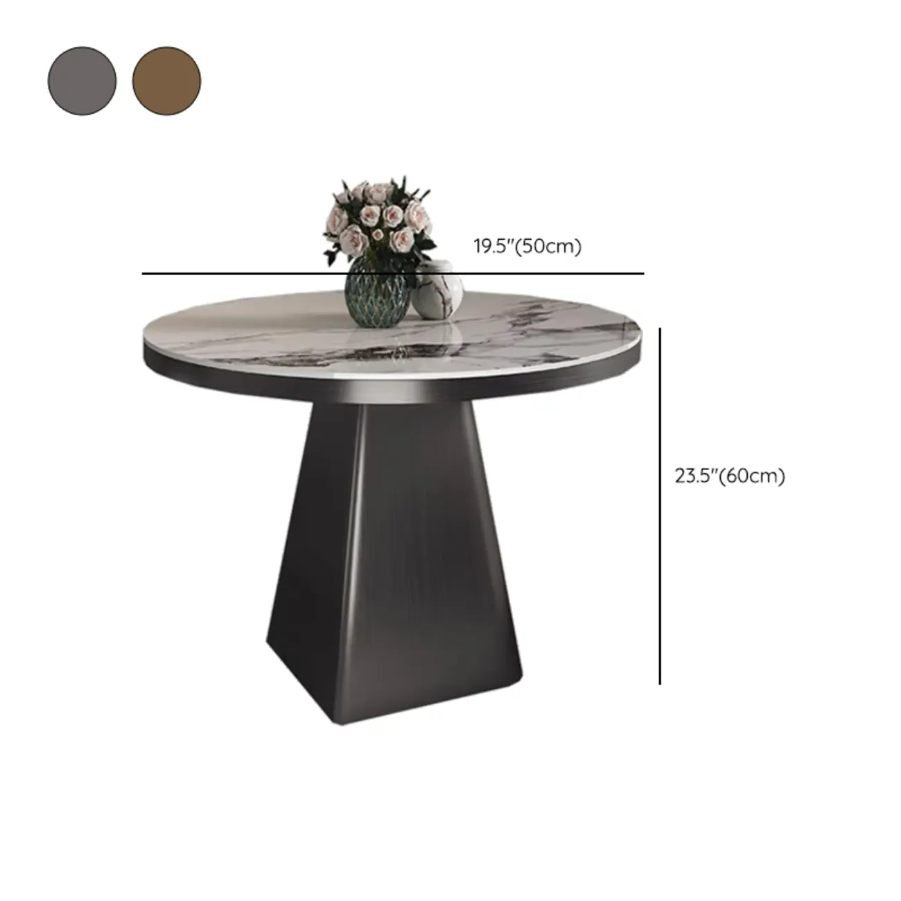 Black Square Sintered Stone Top End Table for Living Room #size