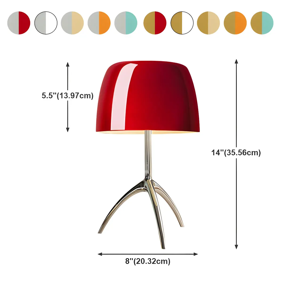 Yellow Glass Shade Metal Tripod Table Lamp for Living Room #size