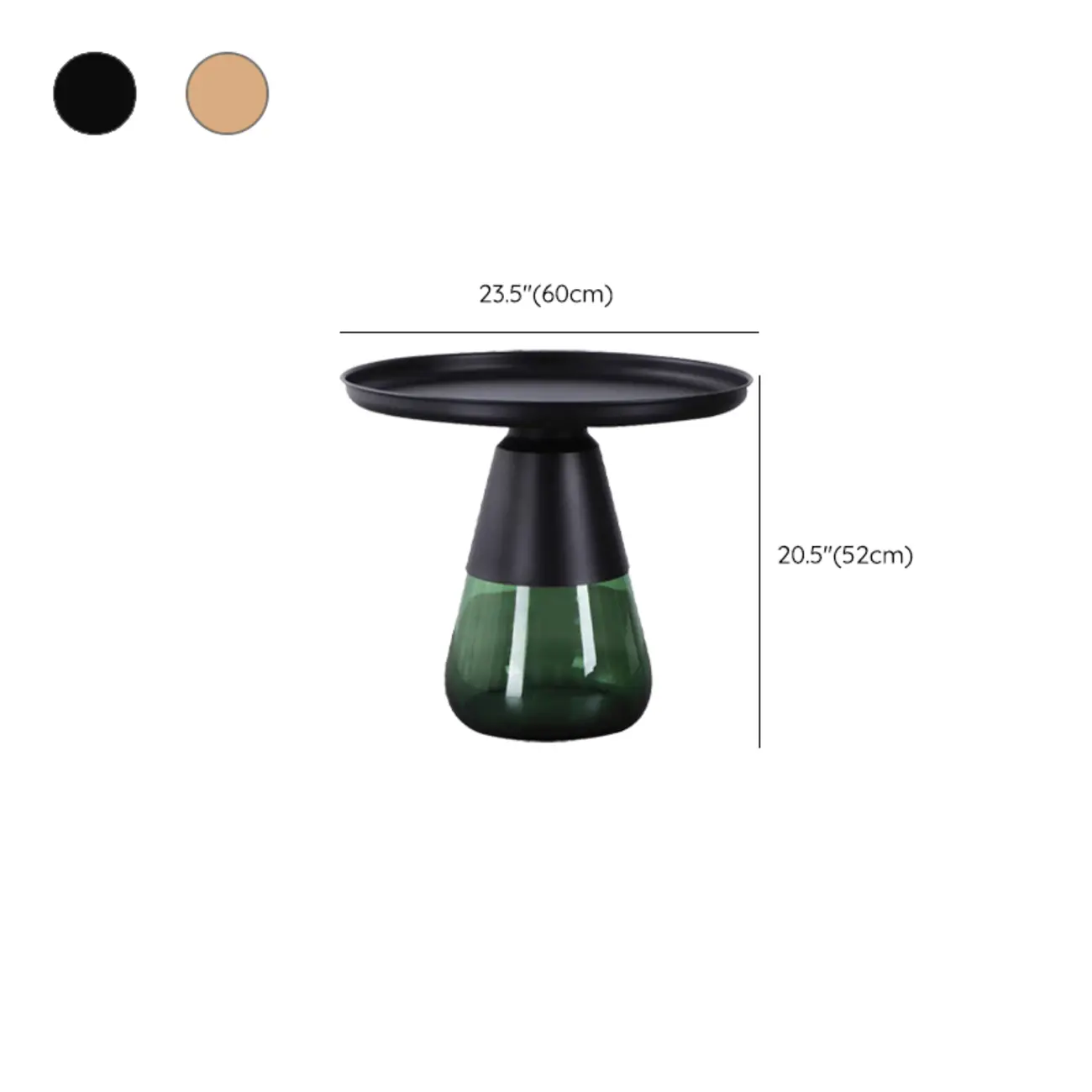 Modern Glass End Table with Round Base for Living Room #size