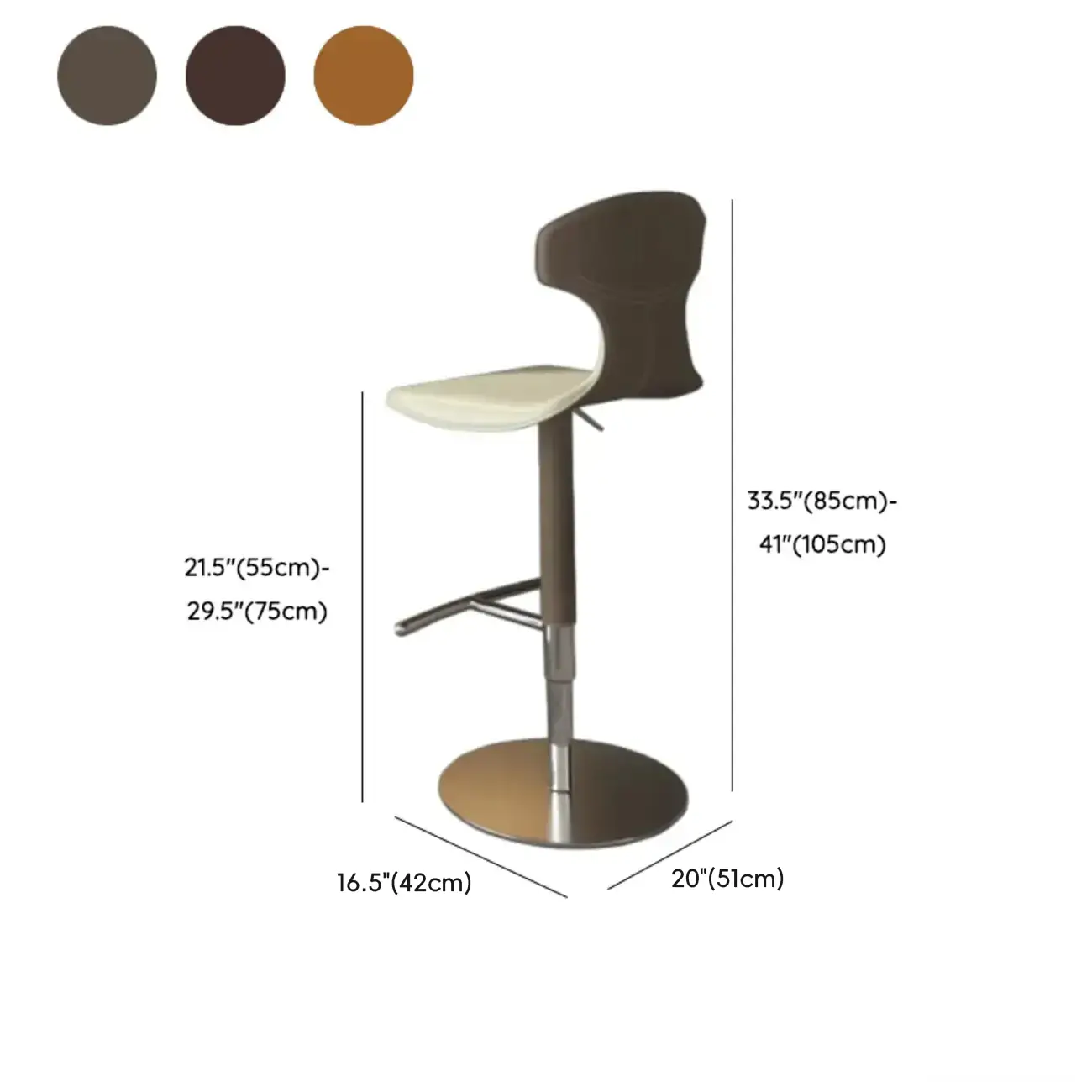 Minimalist Beige Leather Saddle Bar Stools #size
