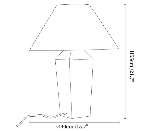 Elegant Wooden Plaid Table Lamp With Pyramid Shade #size