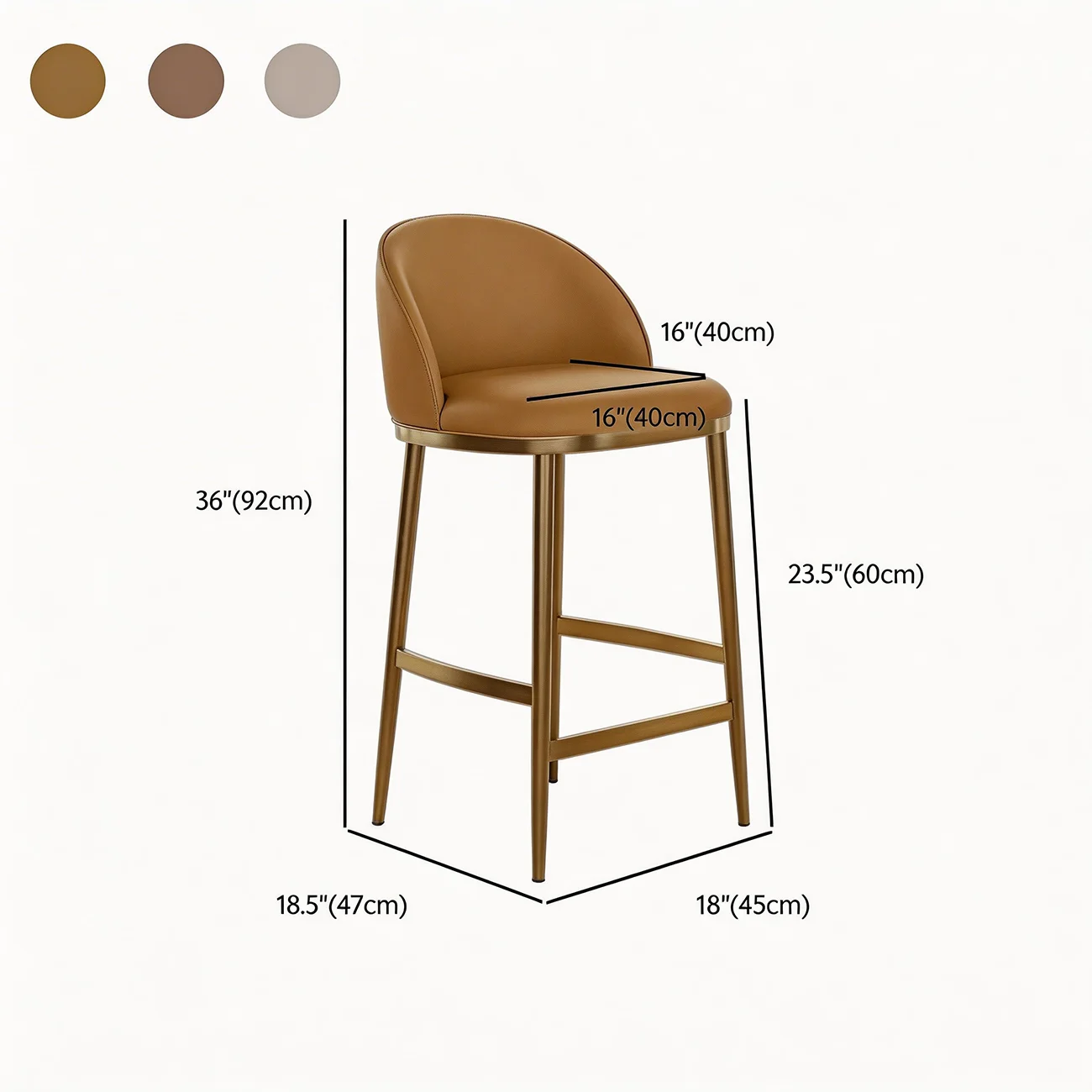 Gold Modern Luxury Leather Bar Stools Counter Height #size