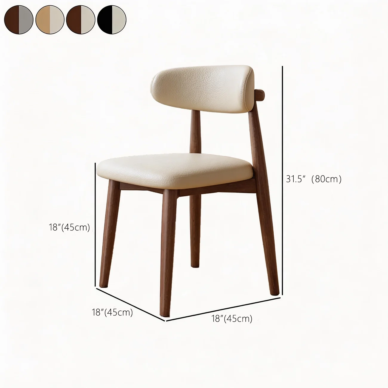 Mid-Century Modern Faux Leather Solid Wood Dining Chair With Upholstered Curved Back Set of 2 Image - 29