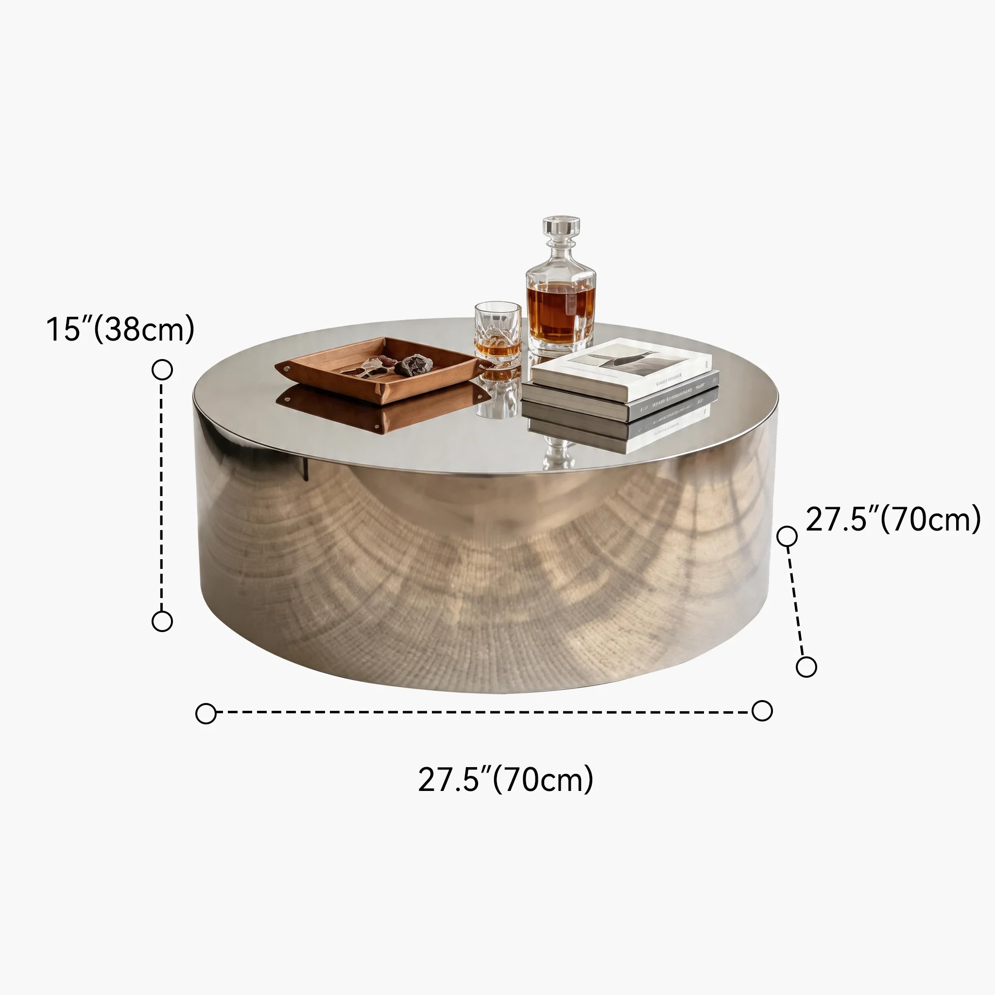 Abstract Modern Metal Mirror Coffee Table #size