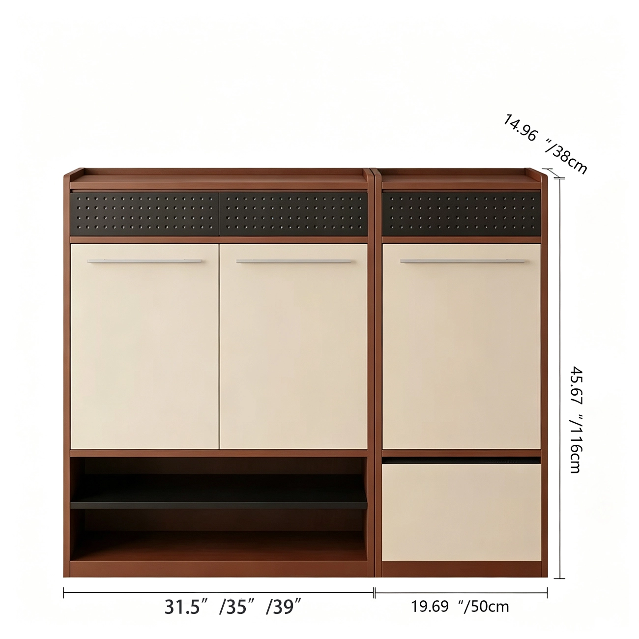 Modern Wooden Entryway Shoe Storage Cabinet With Magnetic Back Panel #size