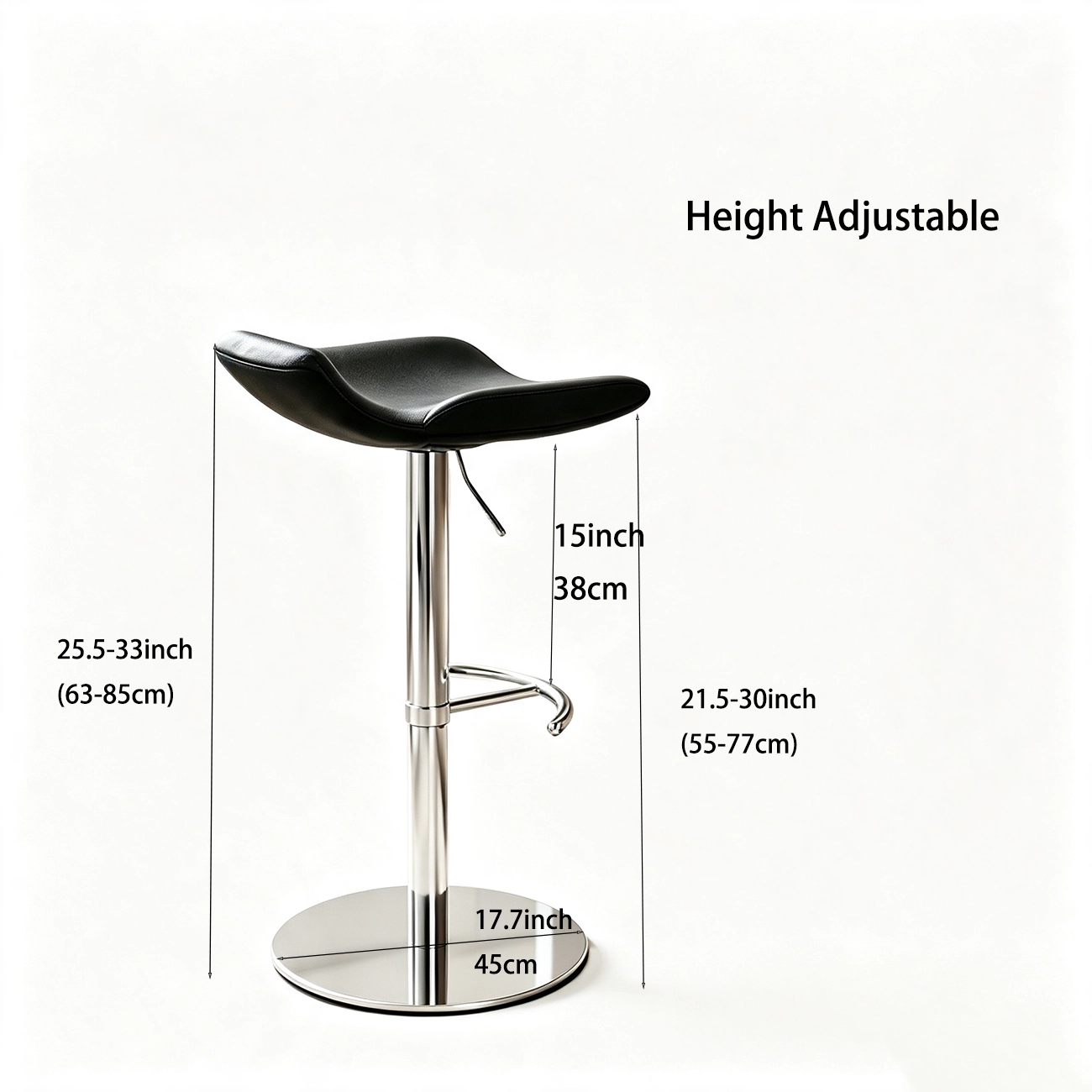 Adjustable Modern Genuine Leather Swivel Bar Stools With Footrest #size