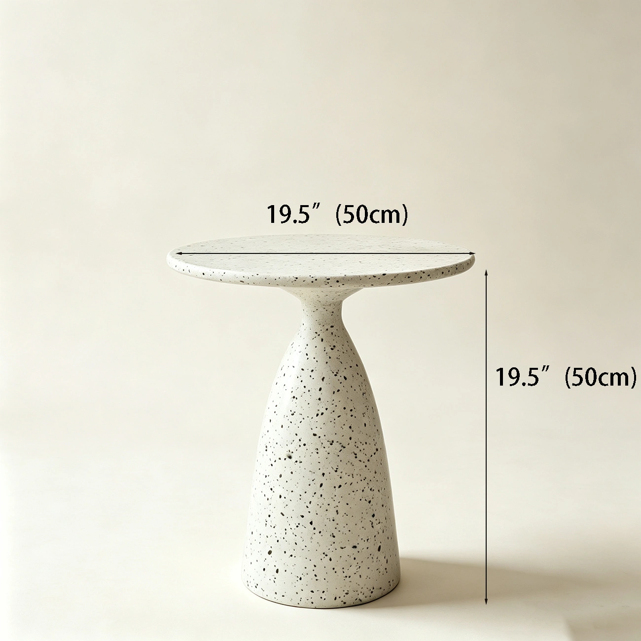 Modern Round Beige Metal End Table for Living Room #size