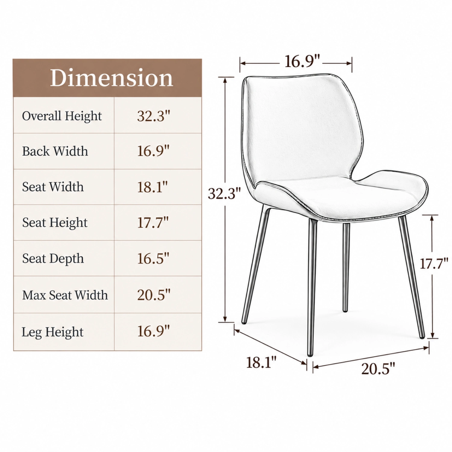 Modern Wingback Faux Leather Upholstered Dining Chair Metal Legs Image - 9
