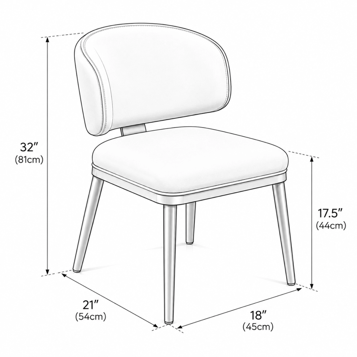 Curved Back Modern Upholstered Faux Leather Dining Chair Image - 11