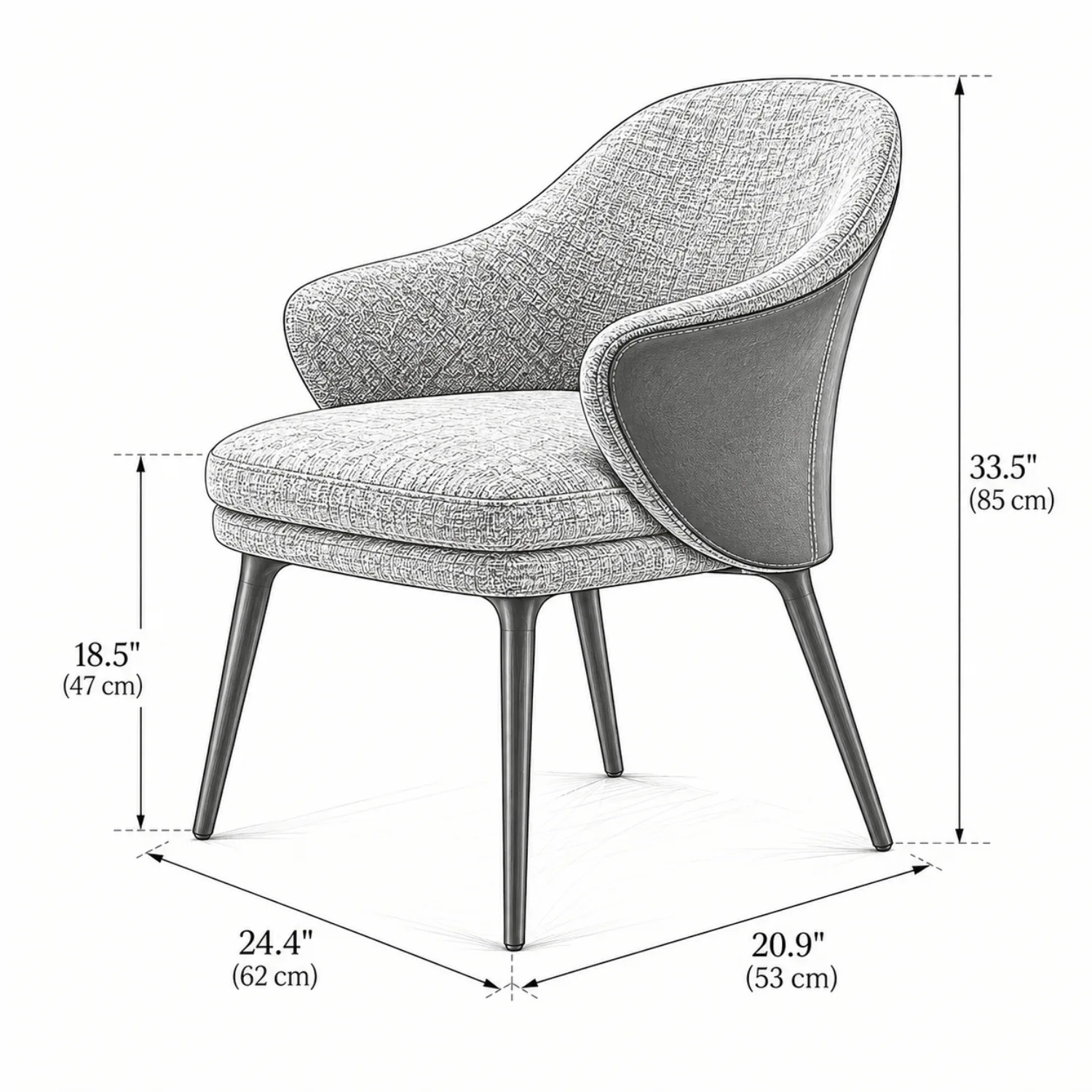 Modern Cotton-linen Upholstered Low Back Arm Chairs Image - 12
