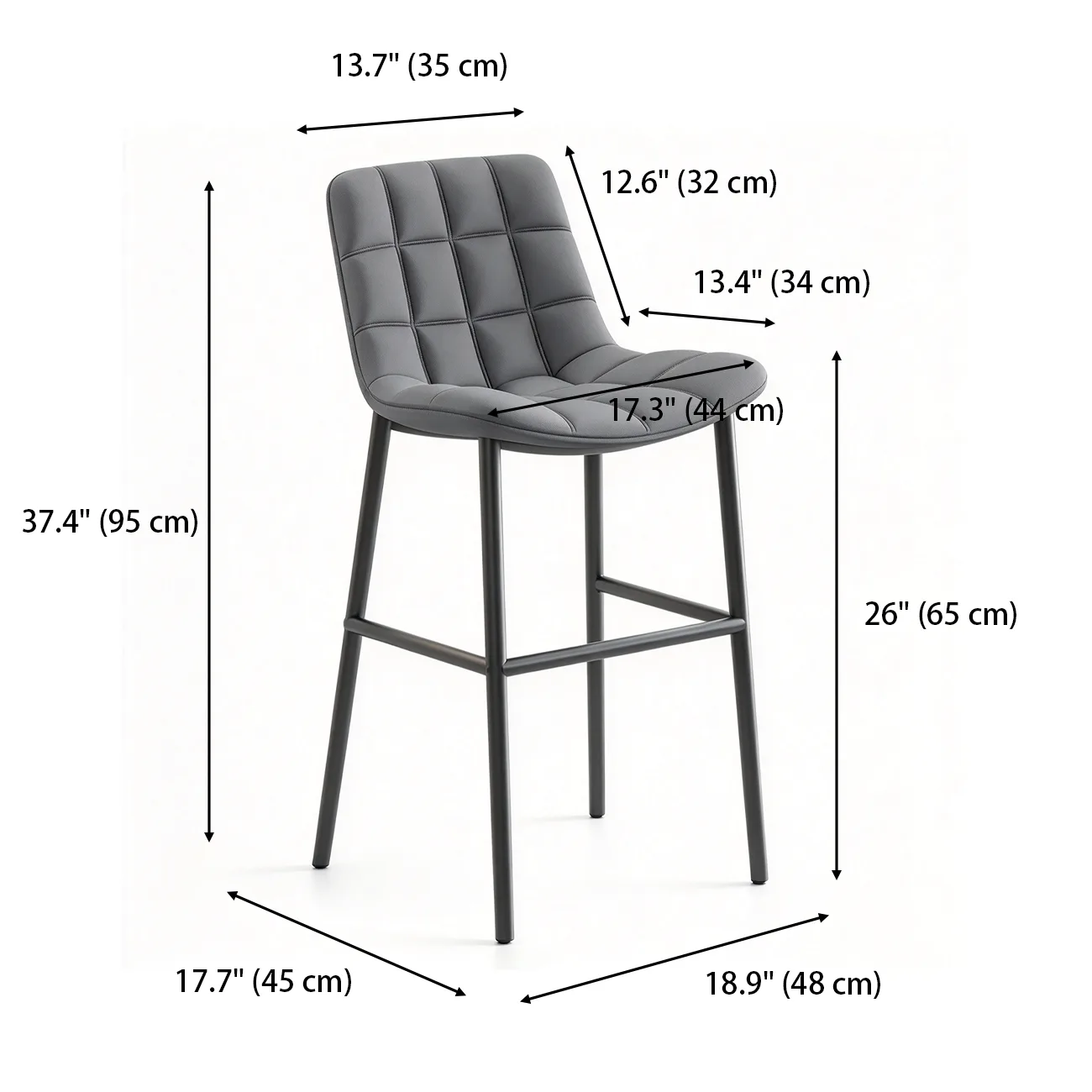 Concave Modern Low Back Leather Counter Bar Stools Image - 18