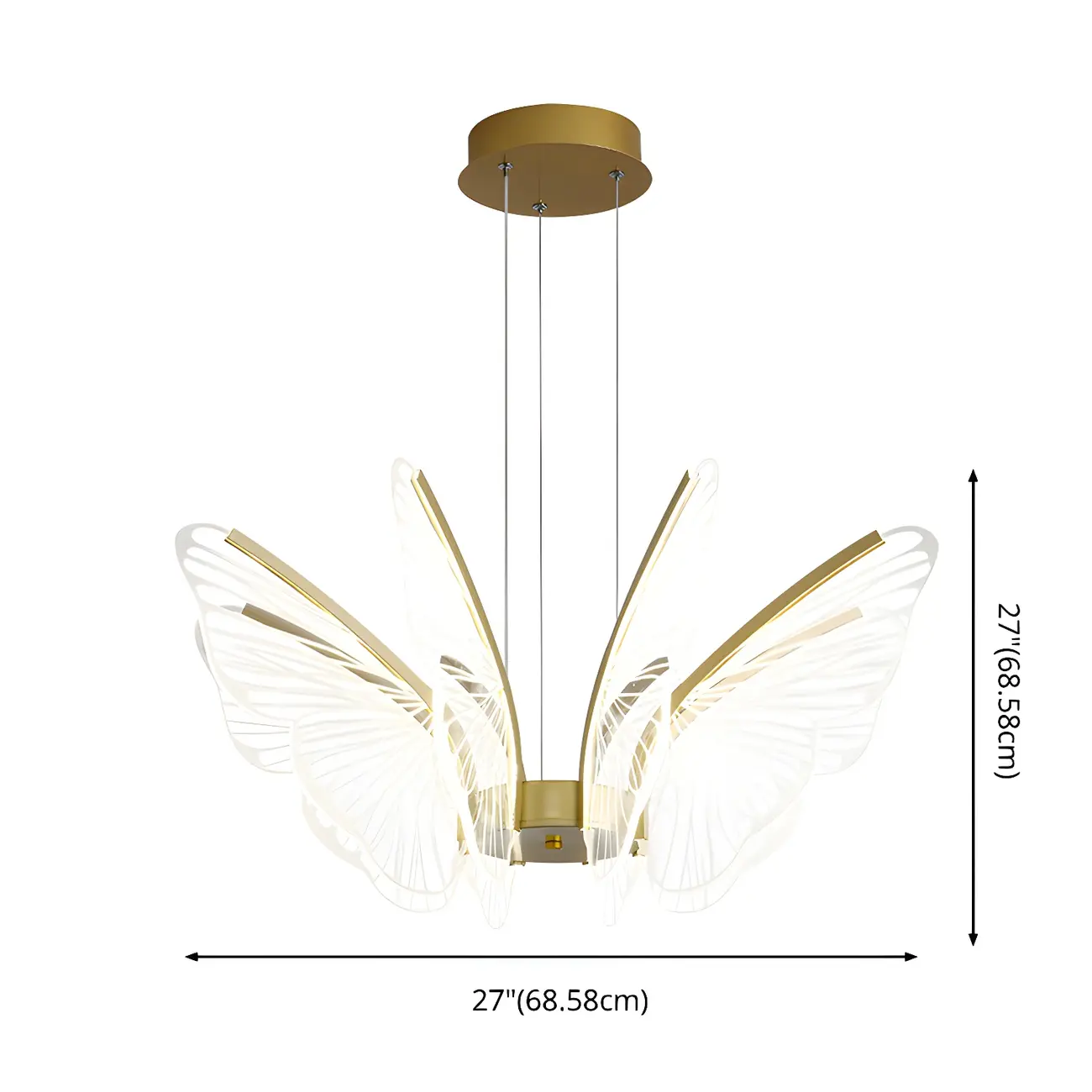 Gold Butterfly Modern 6-Light Pendant Light with Remote #size