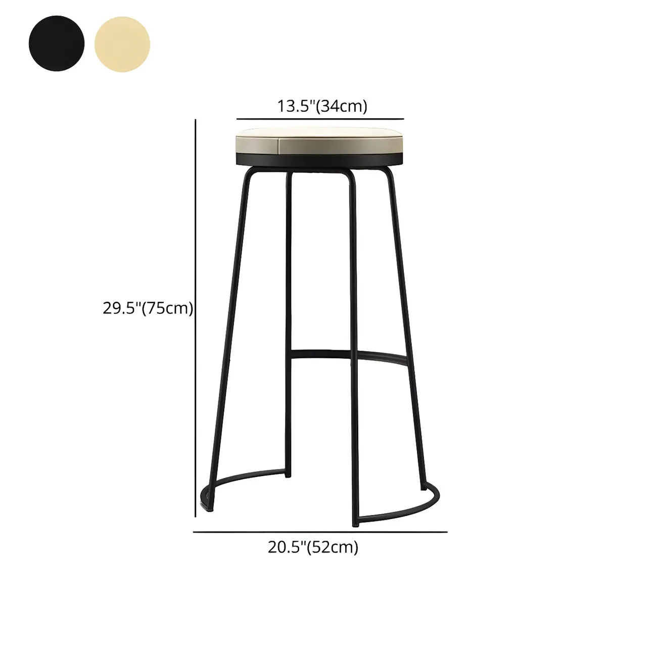 Industrial Leather Seat Bar Stools with Metal Frame for Kitchen Image - 10