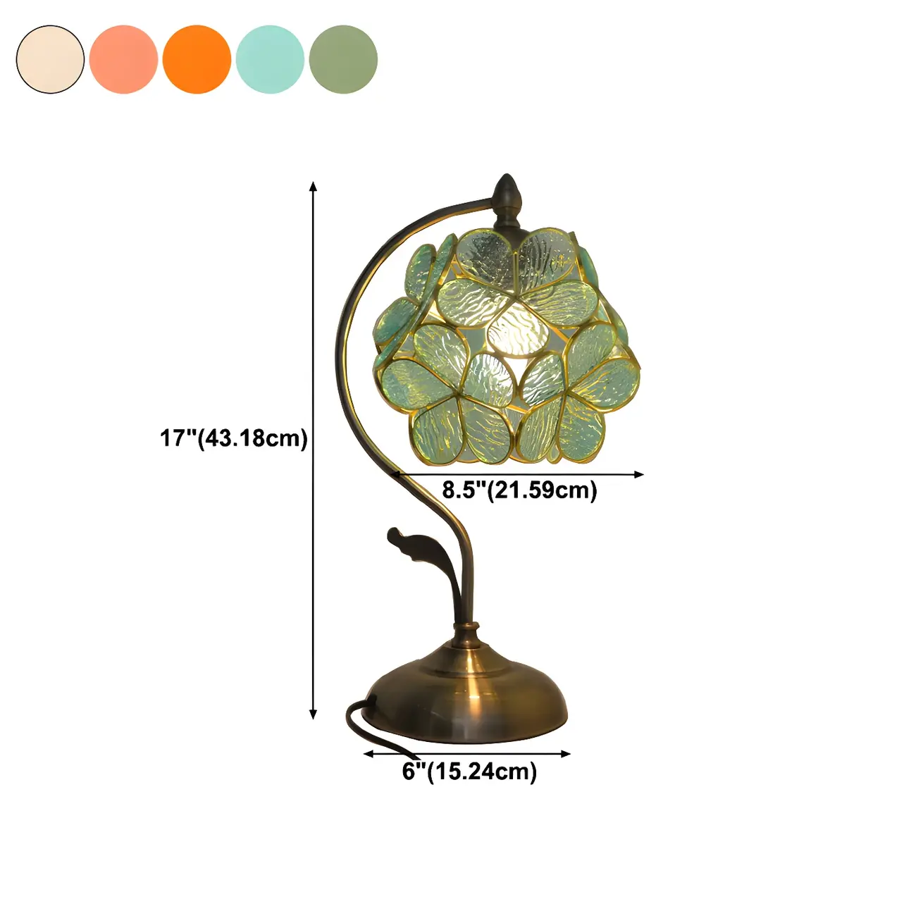 Vintage Stained Glass Flower Petal Table Lamp  #size
