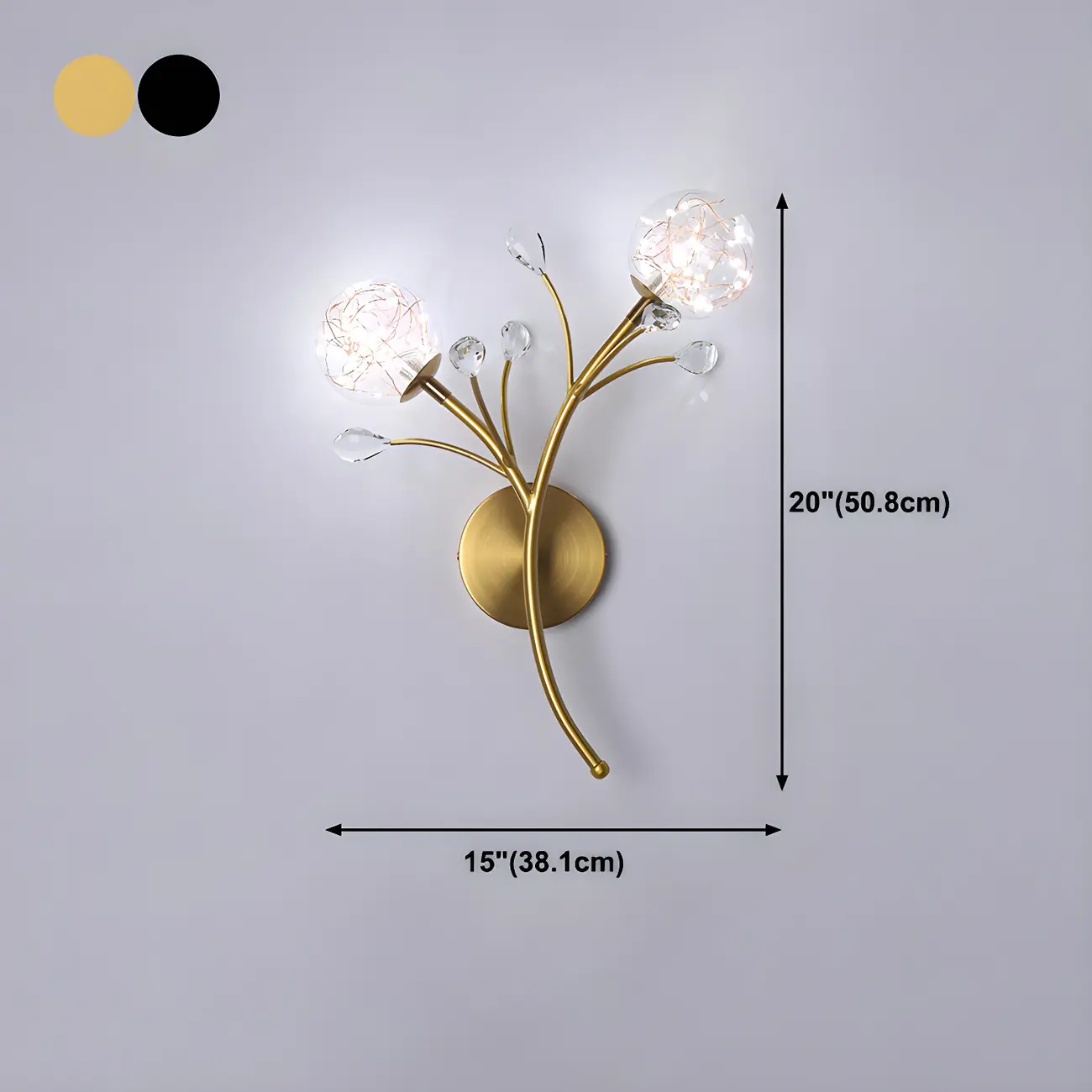 Modern Ball Shape Glass Wall Light for Living Room #size