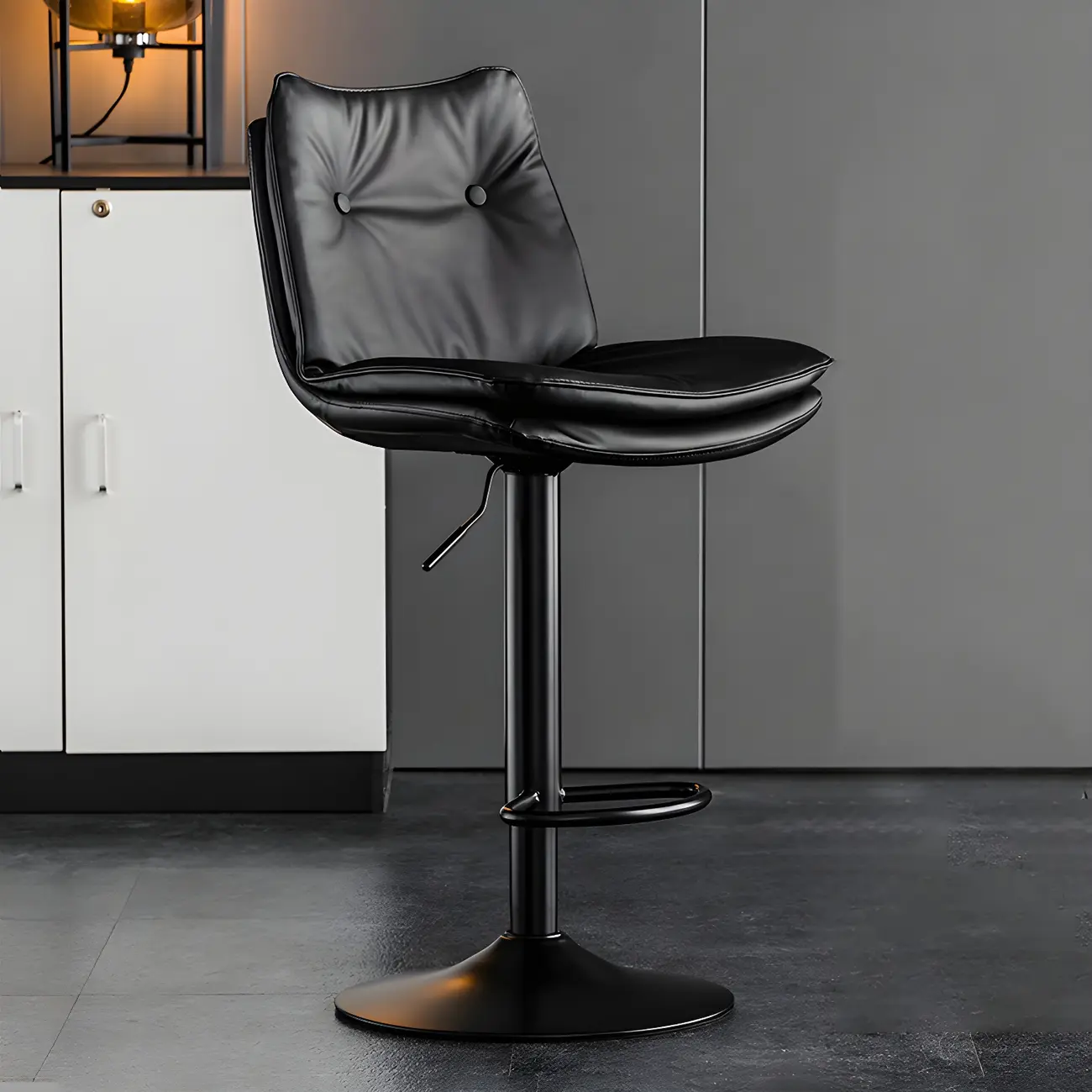 Modern Adjustable Leather Swivel Bar Stools Set of 2 Image - 14 | homeyfad