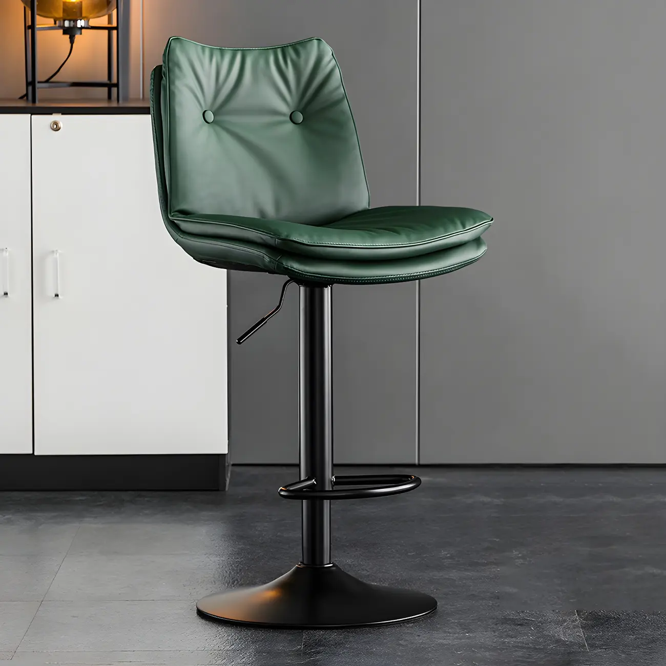 Modern Adjustable Leather Swivel Bar Stools Set of 2 Image - 13 | homeyfad