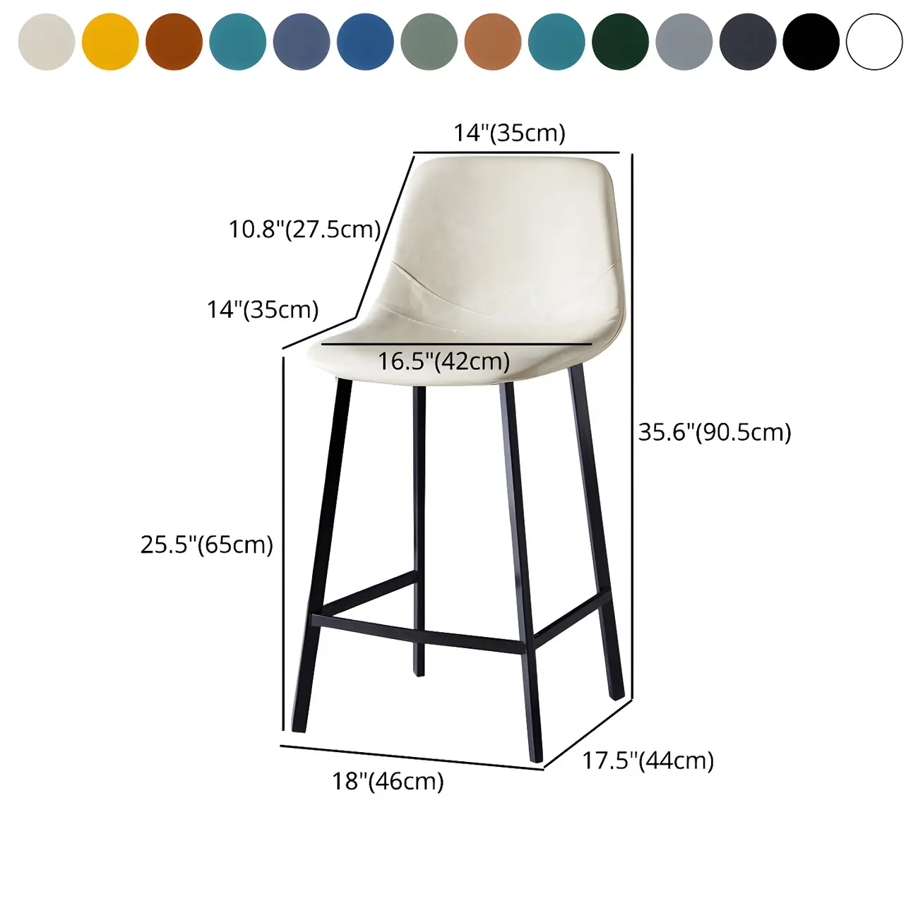 Bucket Low Back Upholstered Leather Counter Bar Stool Image - 13