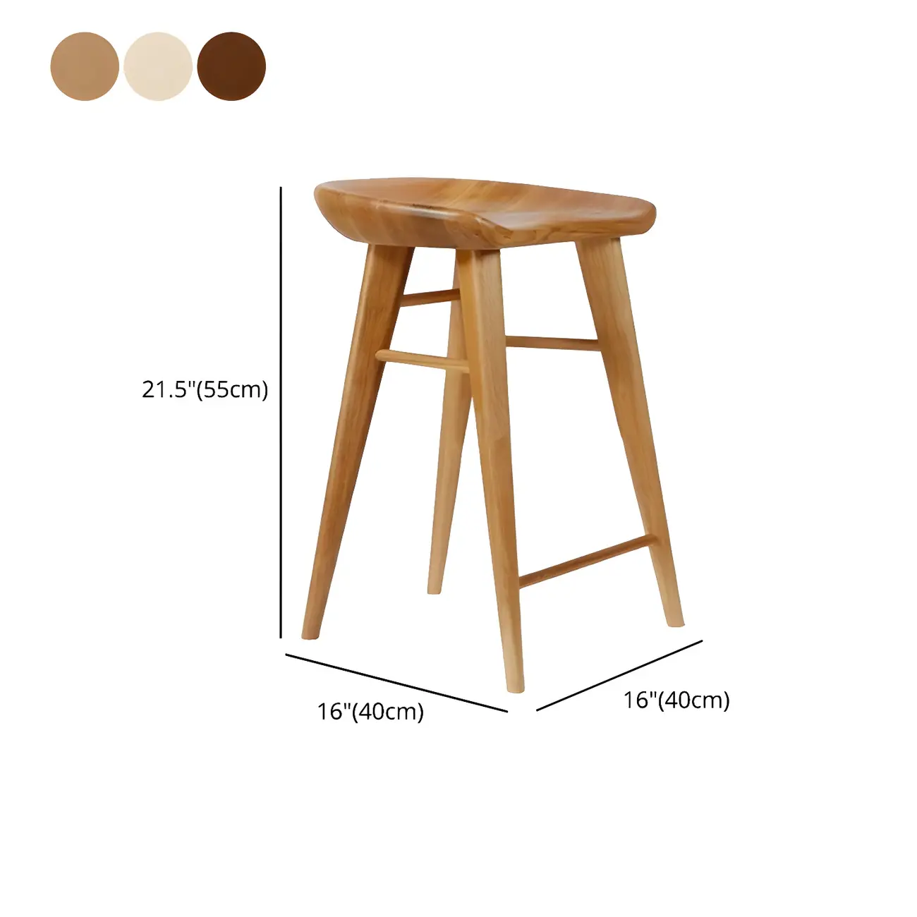 Counter Height Modern Wood Backless Bar Stool #size