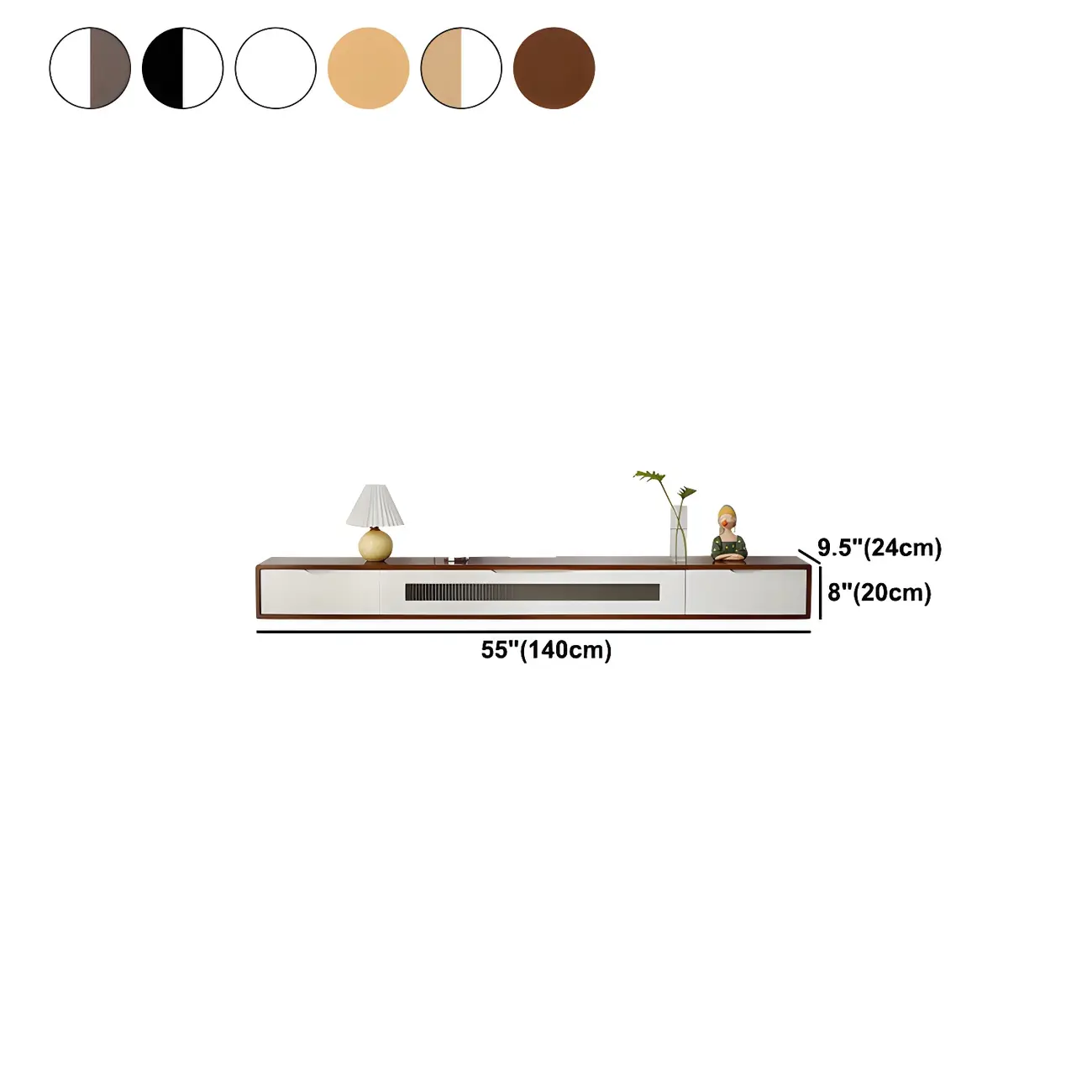 Rubberwood Wall Mount TV Stand Entertainment Center #size