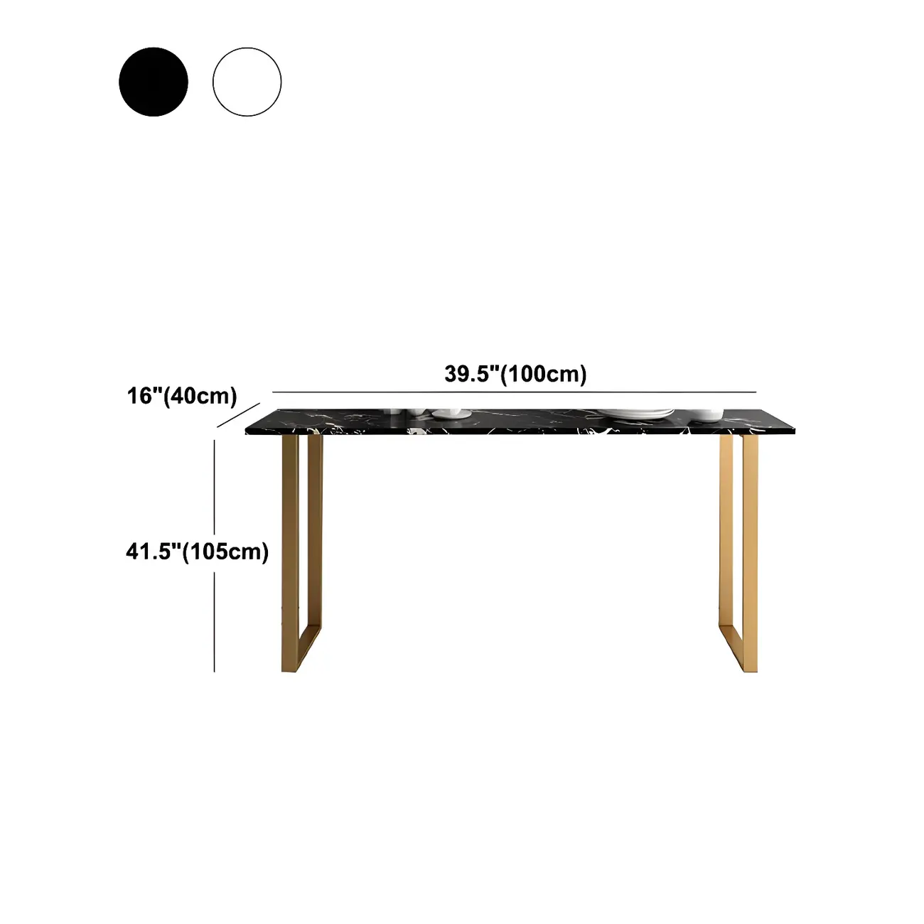 Black Rectangle Marble Tall Bar Table Gold Base Image - 15