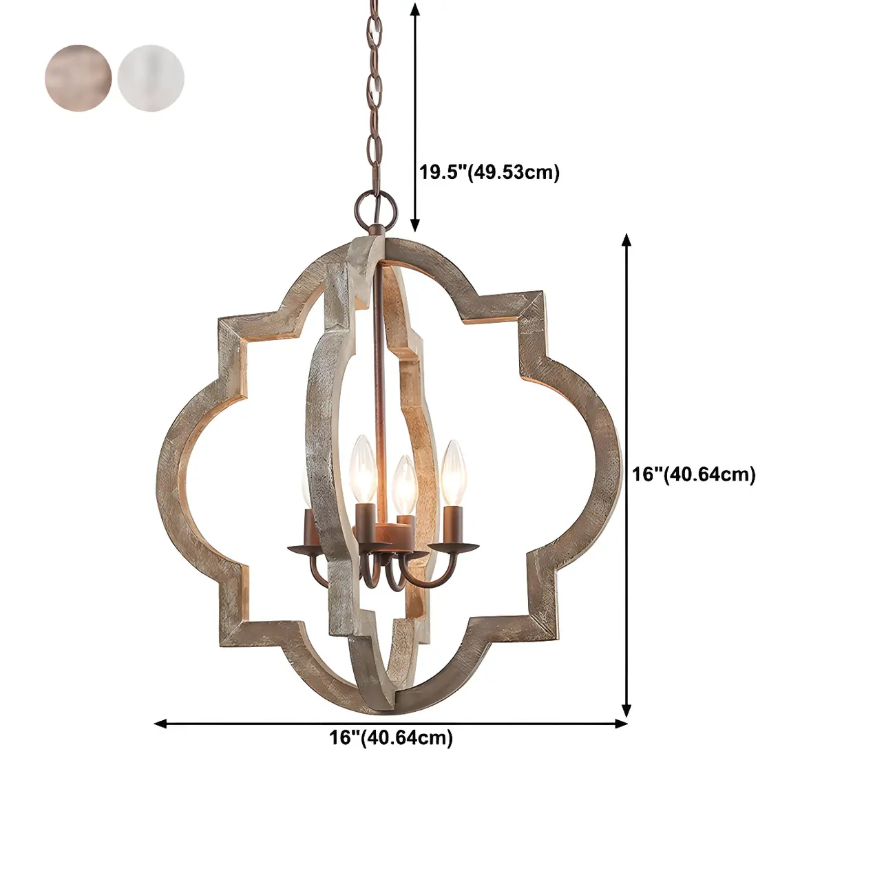 Classic Traditional Quatrefoil Wooden Candelabra Chandelier #size