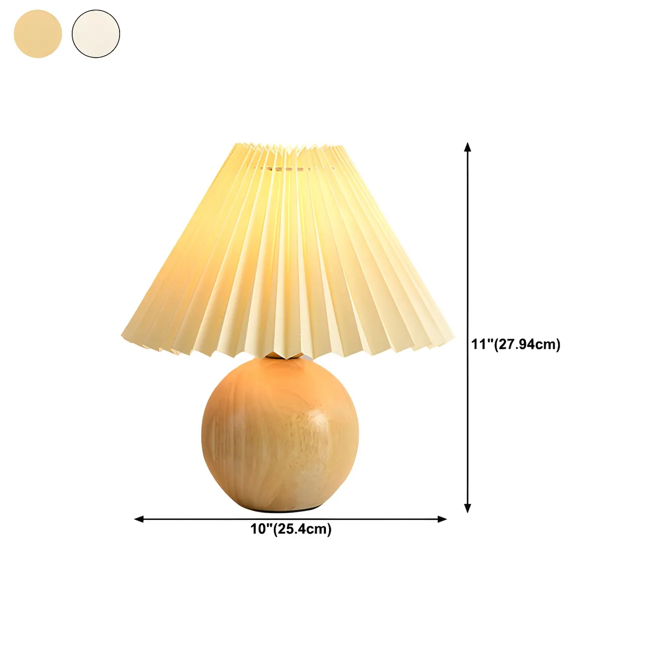 Nordic Beige Solid Wood Plastic Cone Shade Table Lamp #size