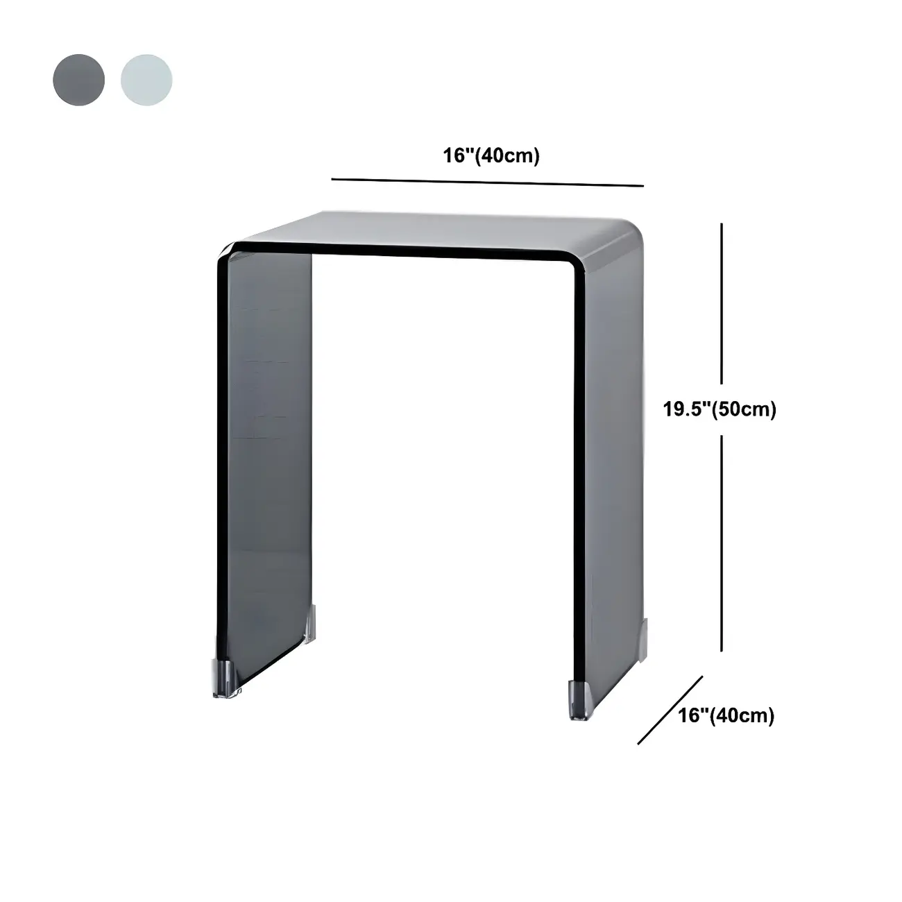 Stylish Clear Glass Nightstand with Open Shelf #size