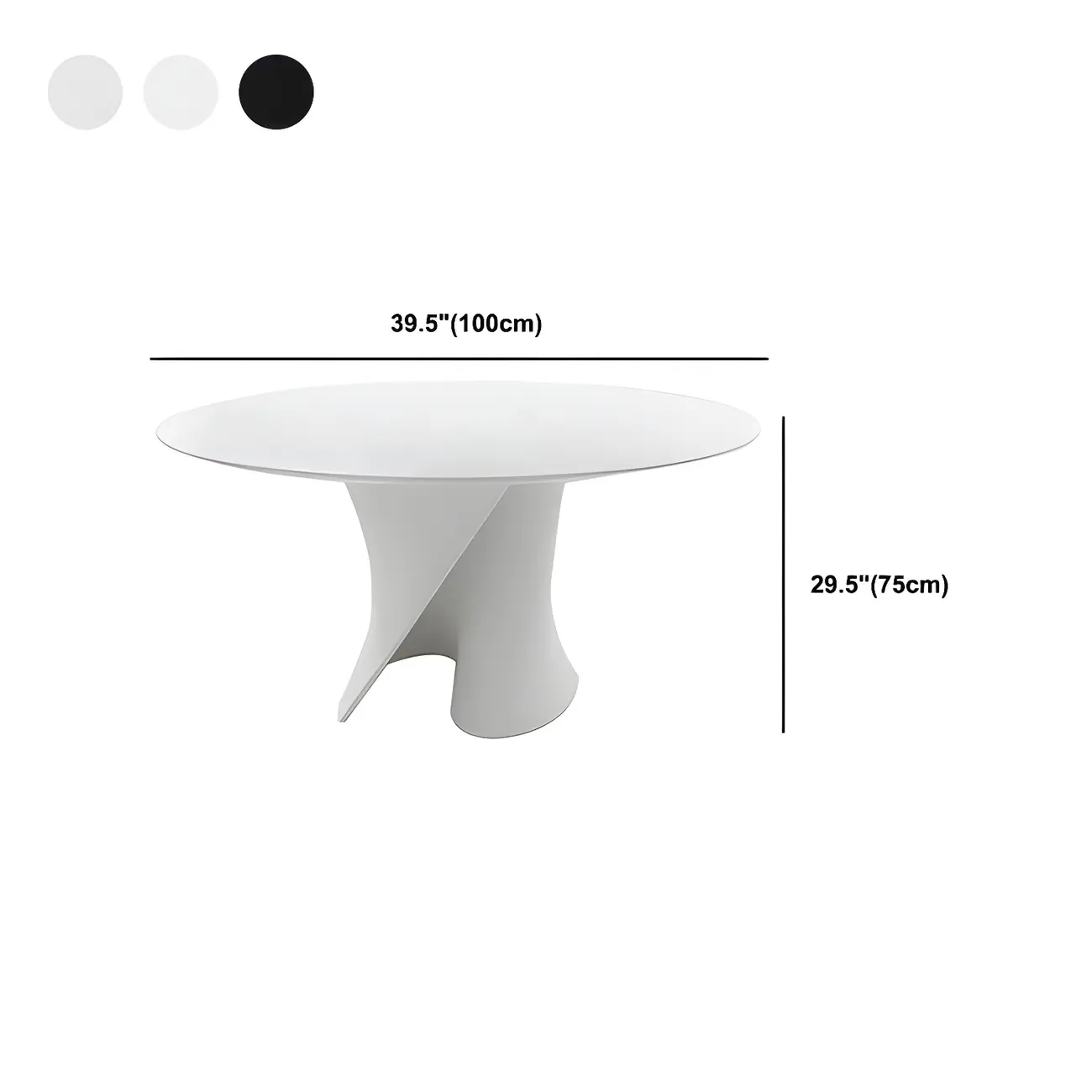 Solid Color Abstract Modern Round Wood Coffee Table #size
