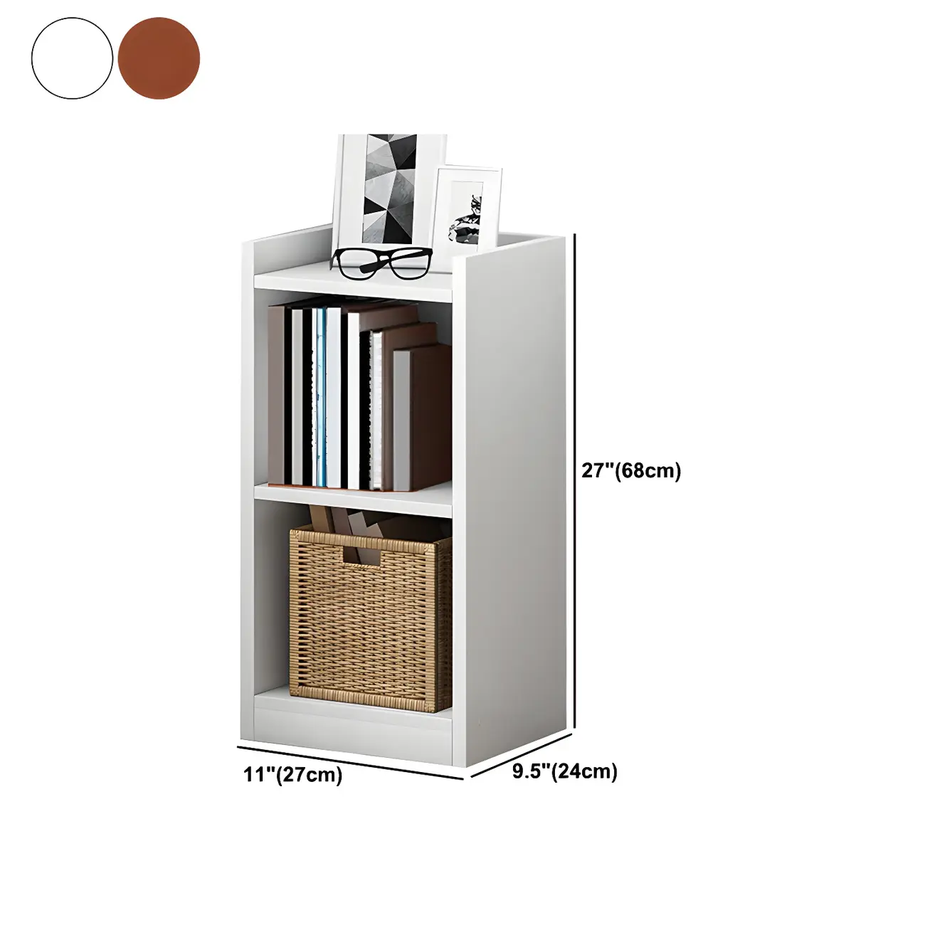 Vertical Tall Natural Wood 5-Shelf Corner Bookcase #size