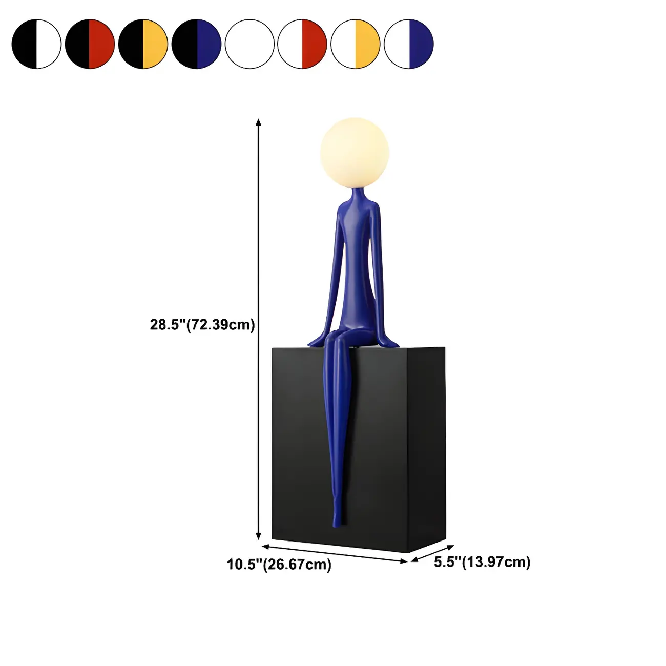 Modern Resin Yellow Statue LED Floor Lamp with Plug-In #size