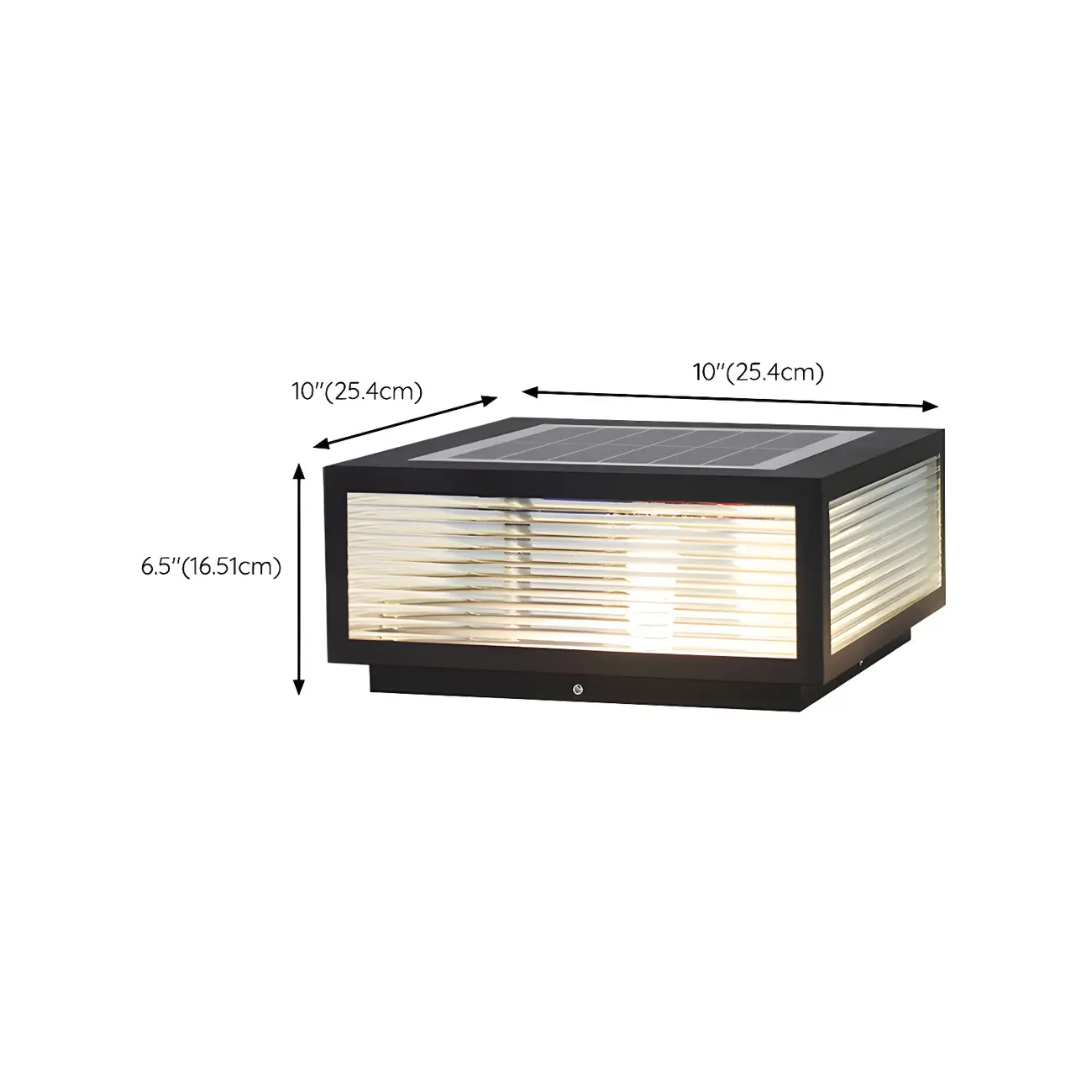 Modern Metal Square Solar Post Lights for Outdoors #size