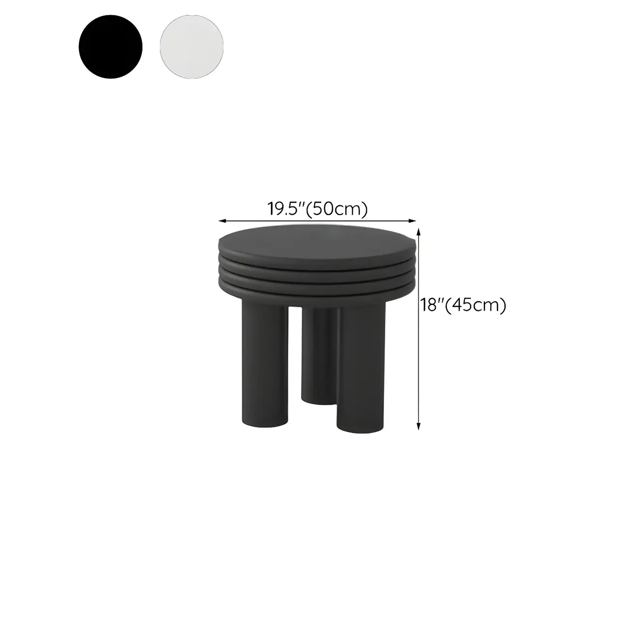 White Black Modern Elegant Round Wood Coffee Table #size